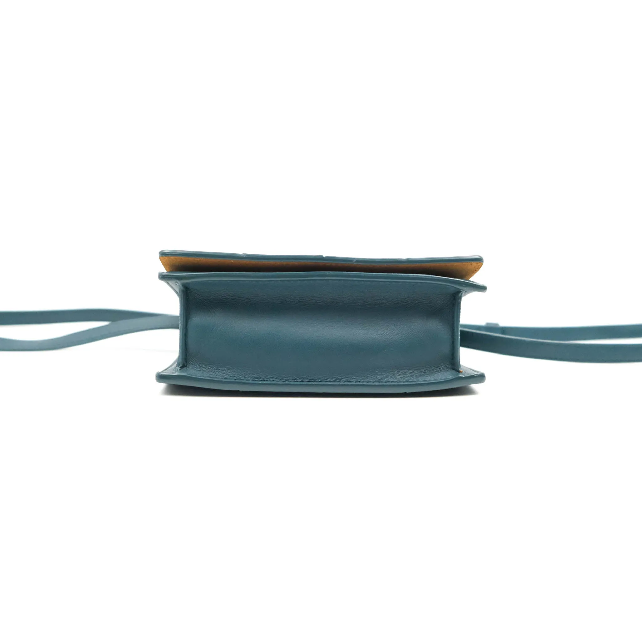 Bottega Veneta Maxi Intrecciato Mini Cassette Crossbody Bag Petrol Blue Lambskin