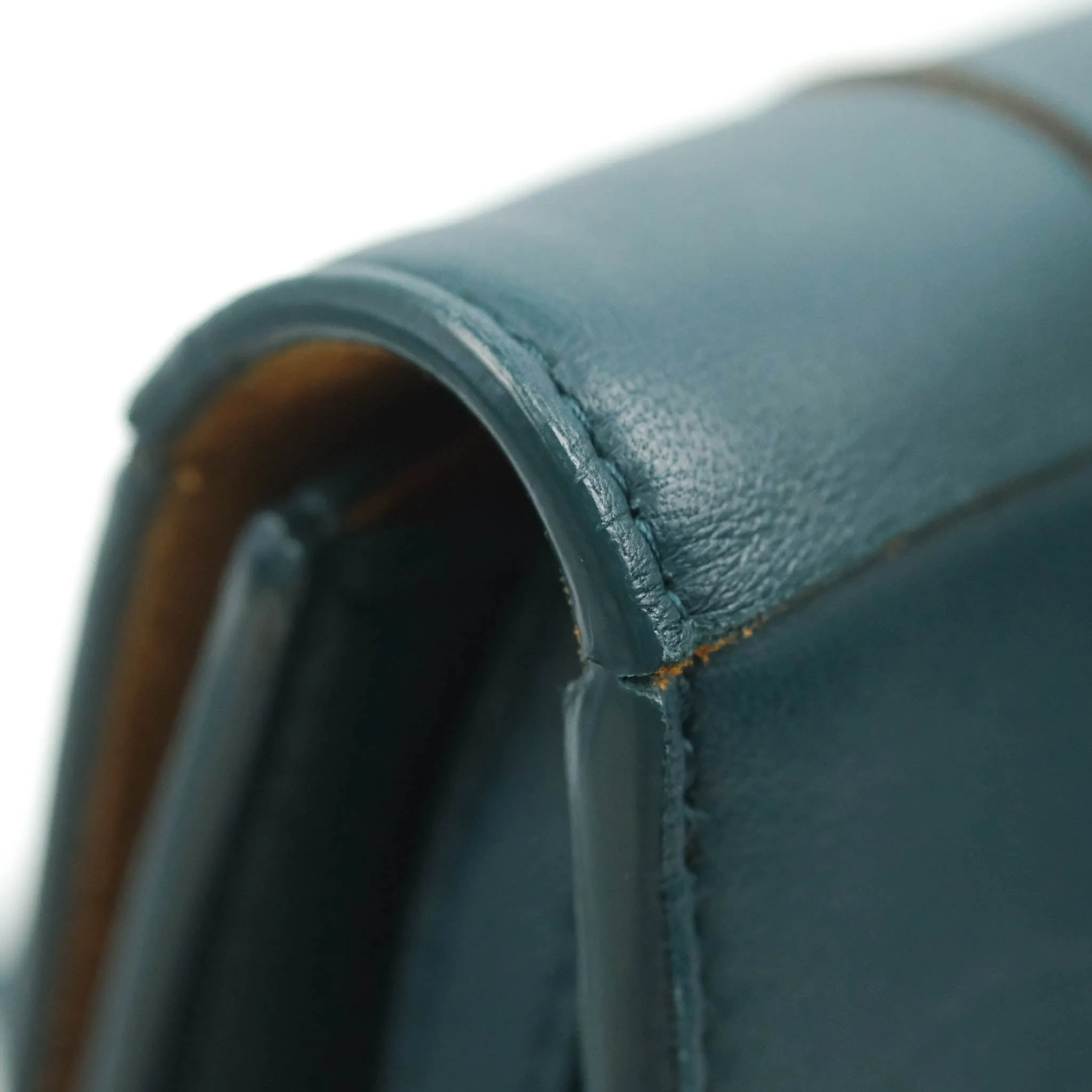 Bottega Veneta Maxi Intrecciato Mini Cassette Crossbody Bag Petrol Blue Lambskin