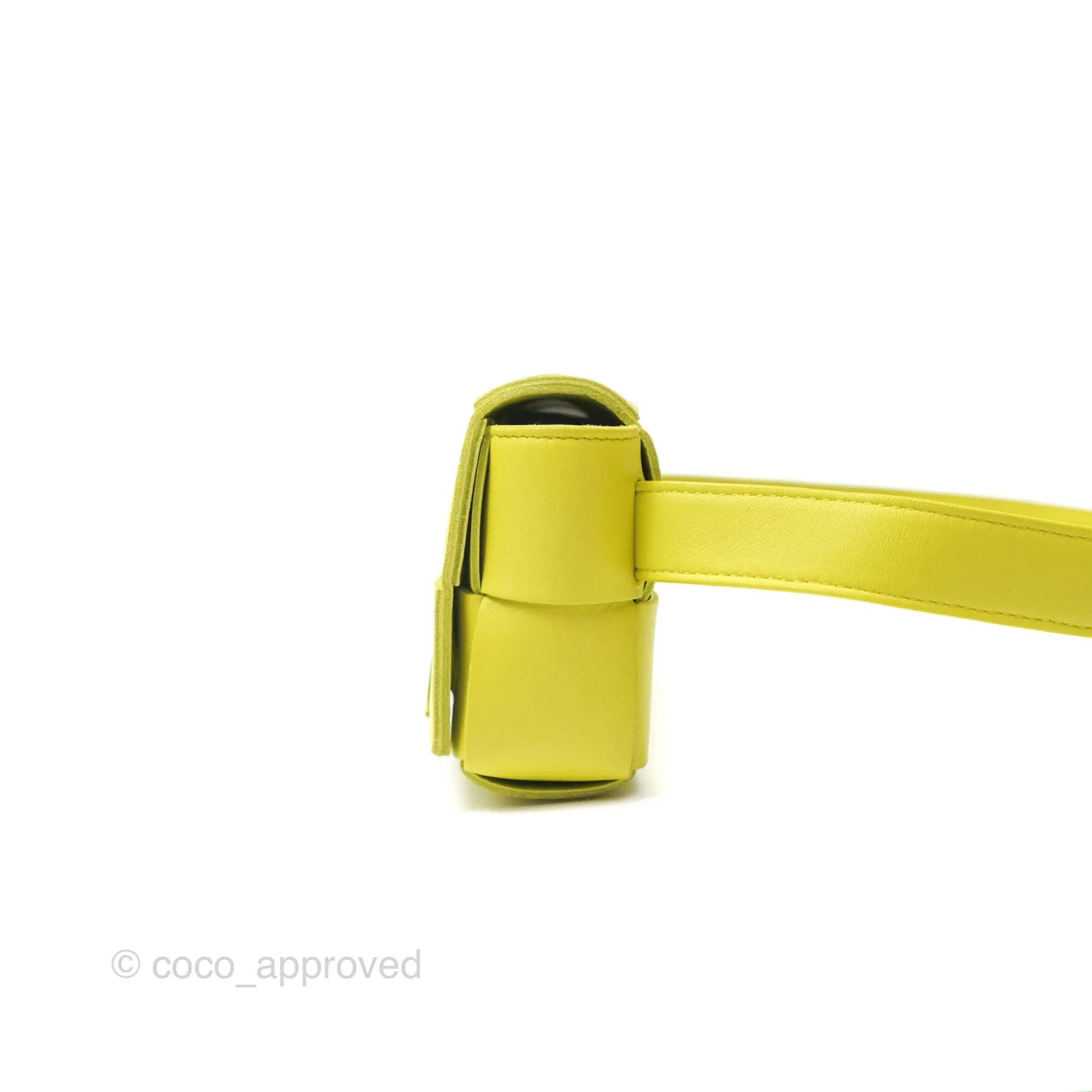 Bottega Veneta Mini Cassette Belt Bag Intreccio Lambskin Kiwi