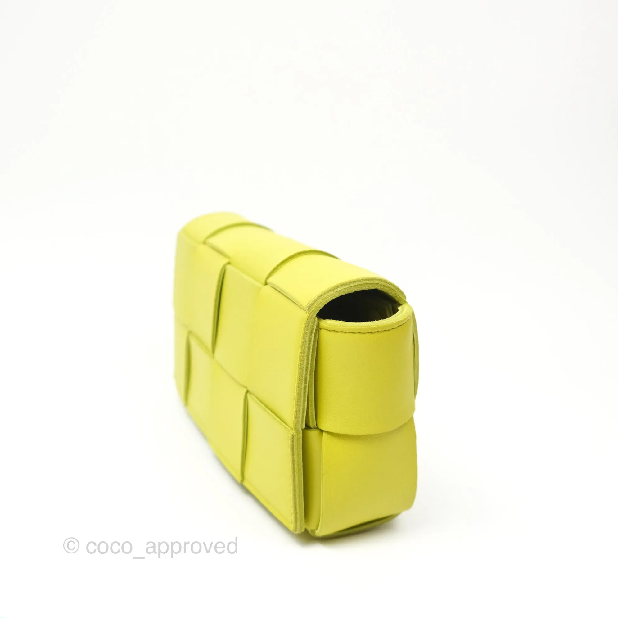 Bottega Veneta Mini Cassette Belt Bag Intreccio Lambskin Kiwi