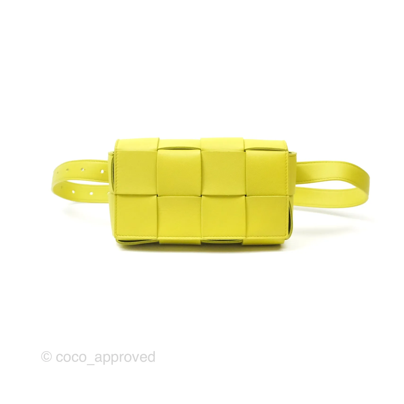 Bottega Veneta Mini Cassette Belt Bag Intreccio Lambskin Kiwi