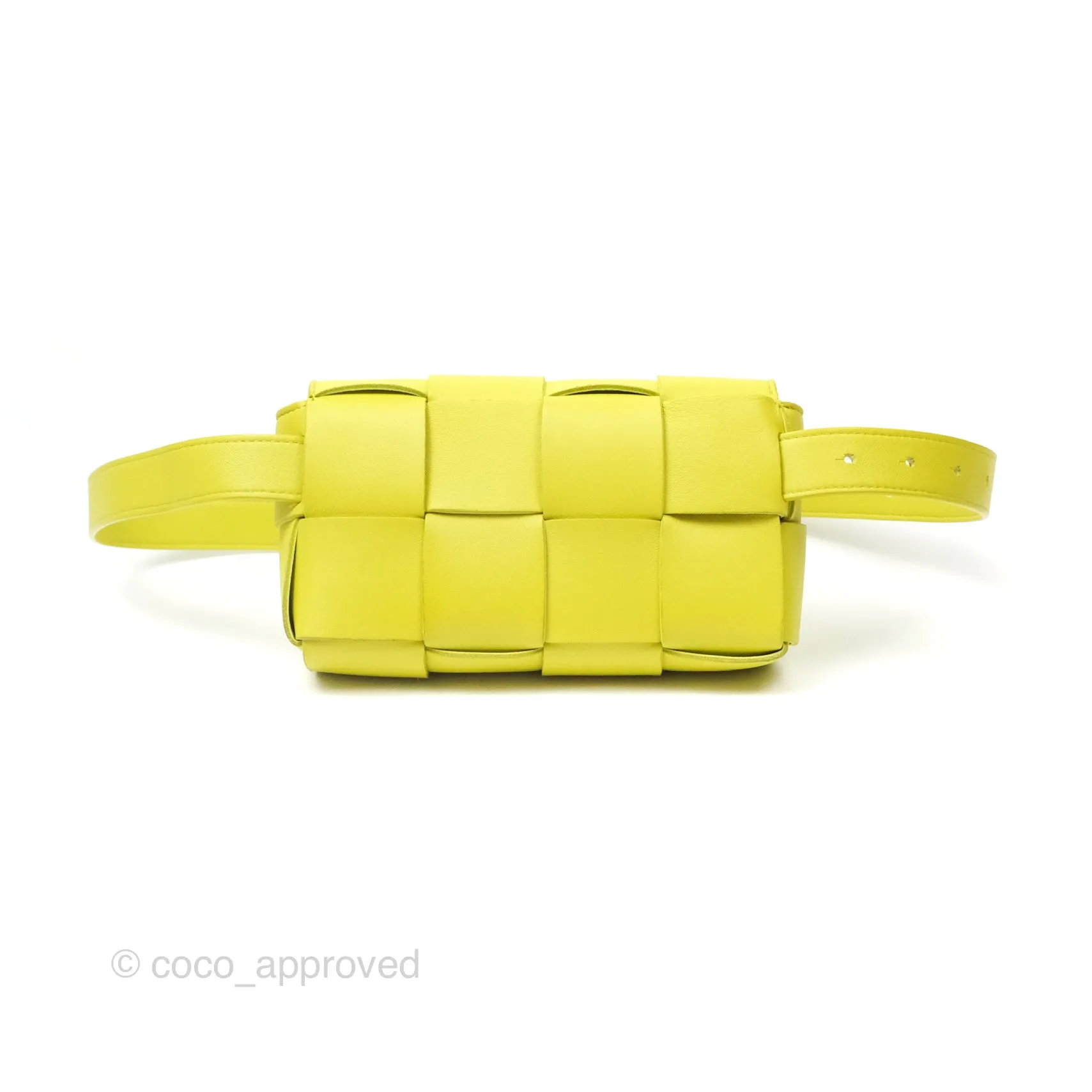 Bottega Veneta Mini Cassette Belt Bag Intreccio Lambskin Kiwi