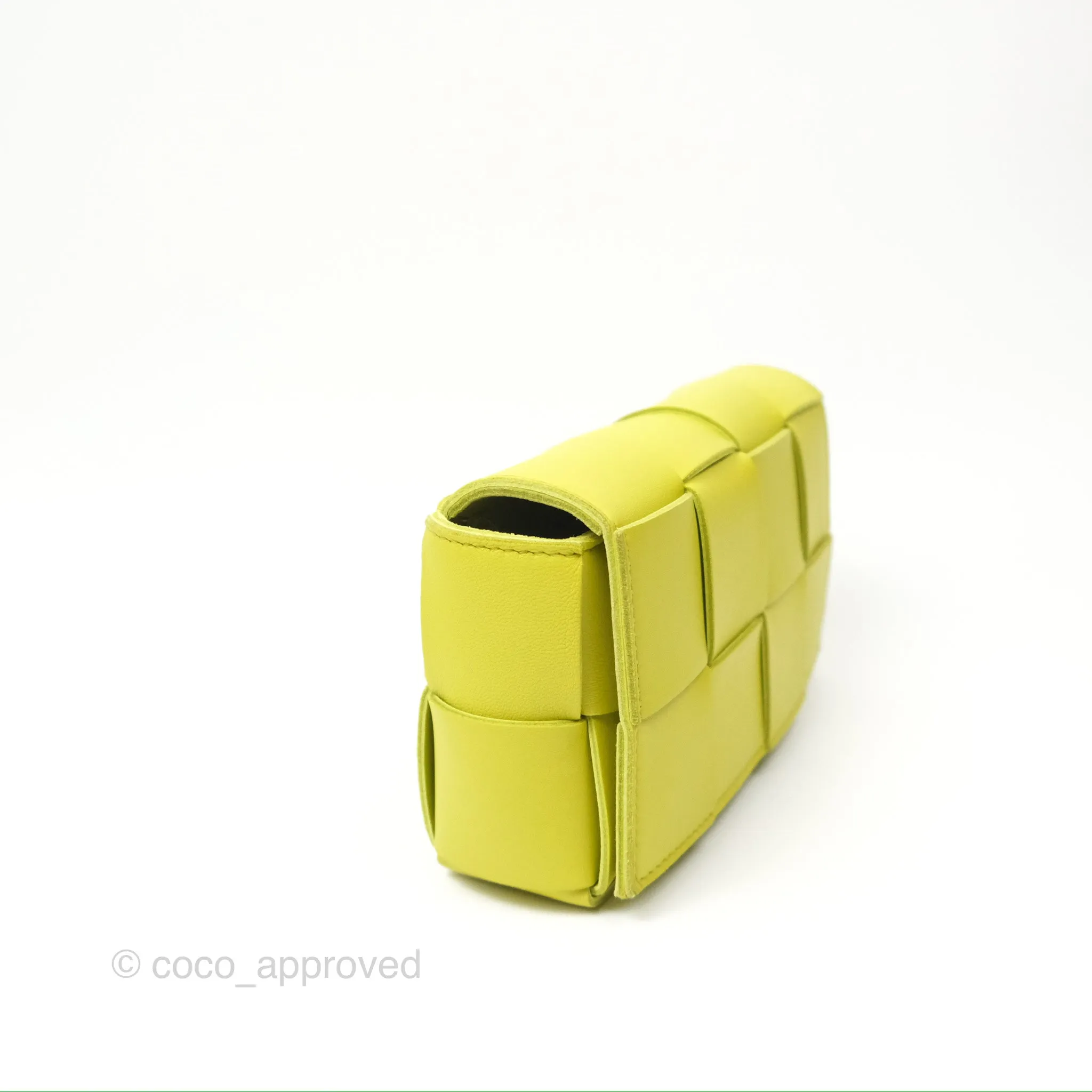 Bottega Veneta Mini Cassette Belt Bag Intreccio Lambskin Kiwi