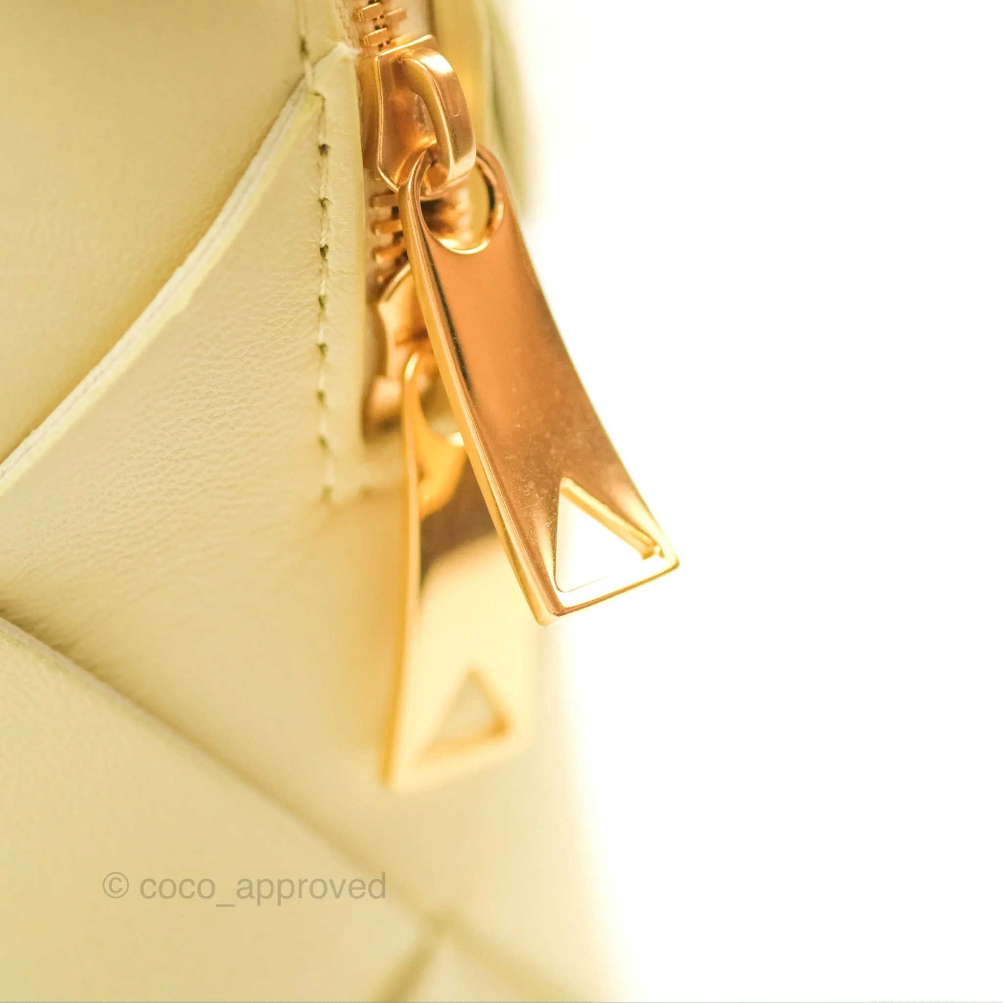 Bottega Veneta Mini Cassette Camera Bag Ice Cream Yellow Intreccio Lambskin