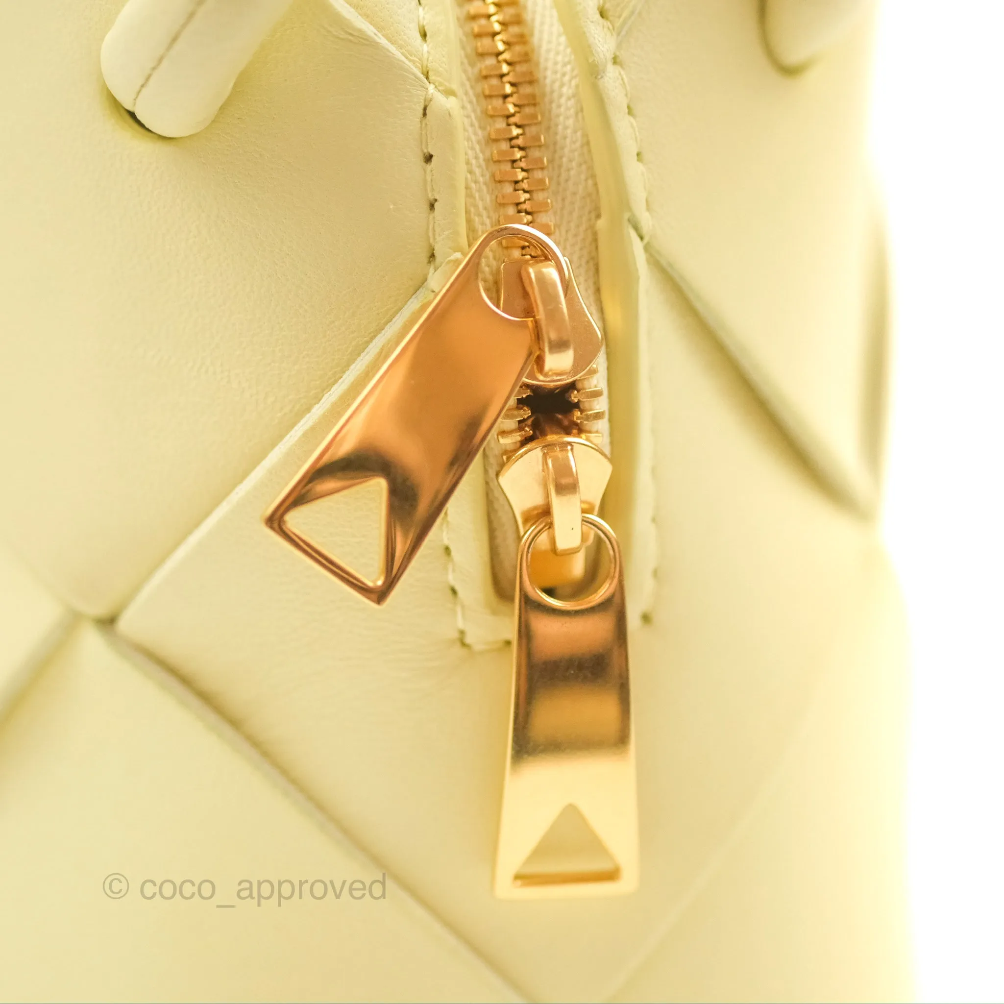 Bottega Veneta Mini Cassette Camera Bag Ice Cream Yellow Intreccio Lambskin