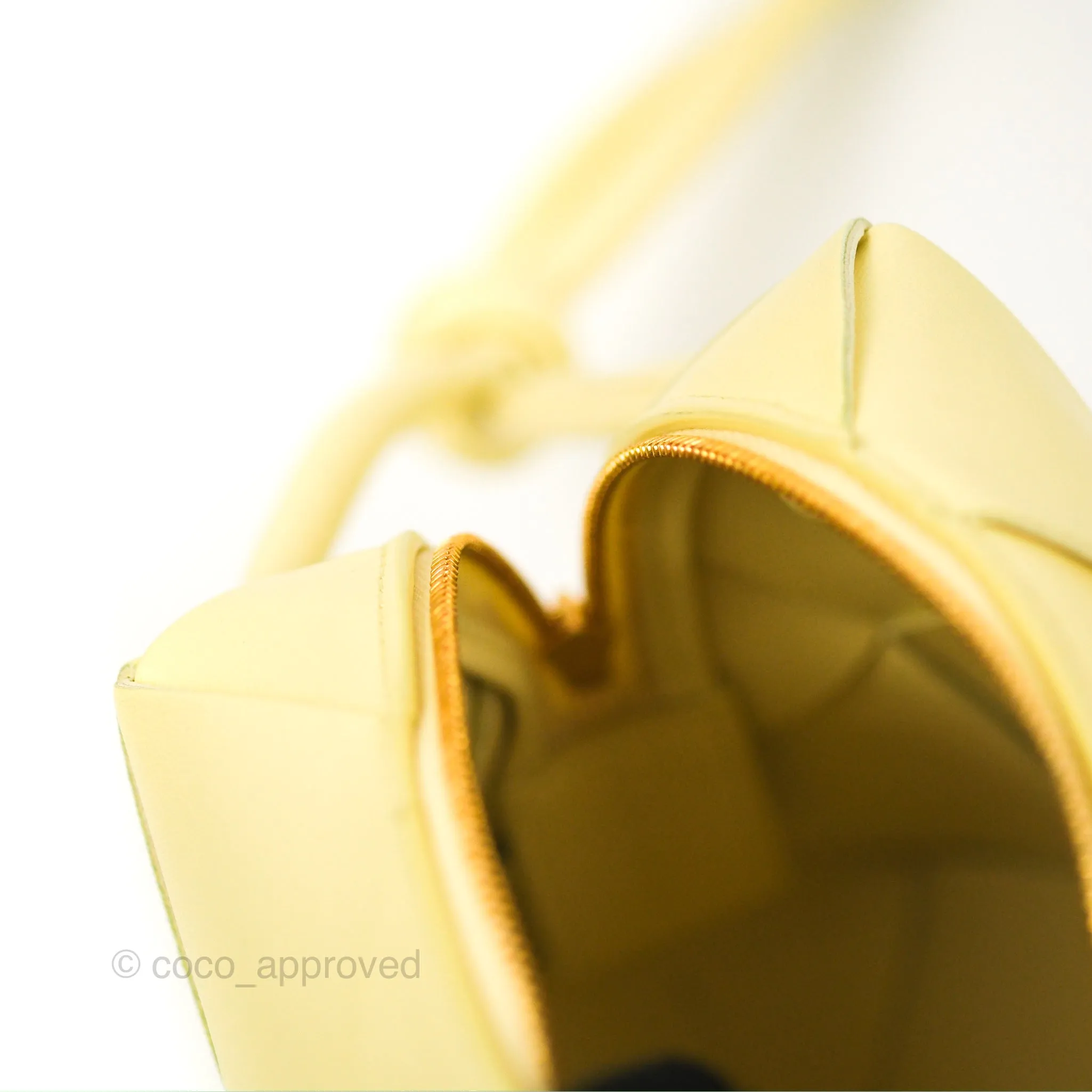 Bottega Veneta Mini Cassette Camera Bag Ice Cream Yellow Intreccio Lambskin