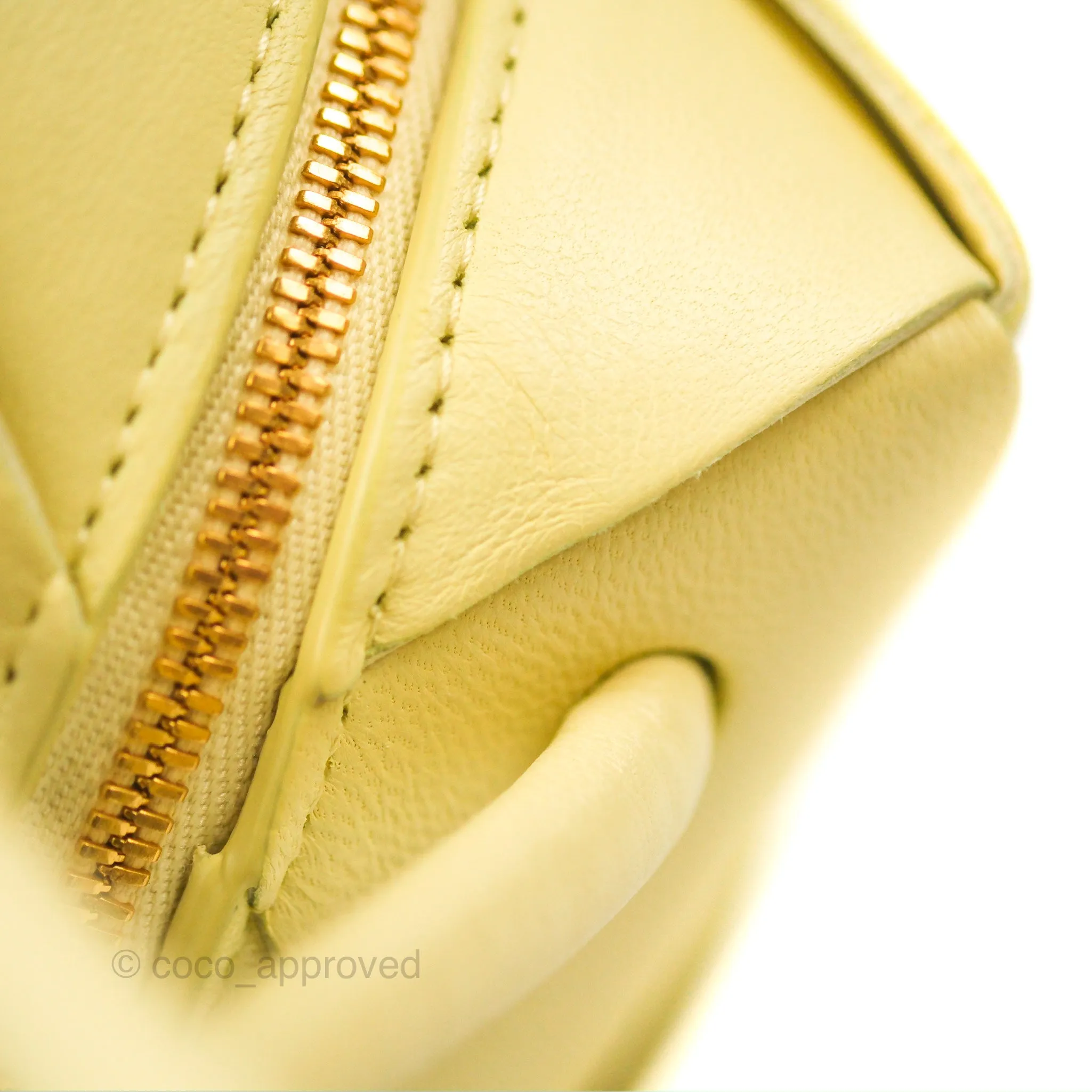 Bottega Veneta Mini Cassette Camera Bag Ice Cream Yellow Intreccio Lambskin
