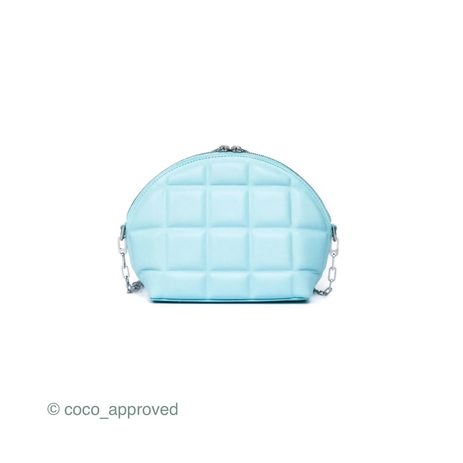 Bottega Veneta Mini Half Moon Bag Topazio Blue Nappa Lambskin Silver Hardware