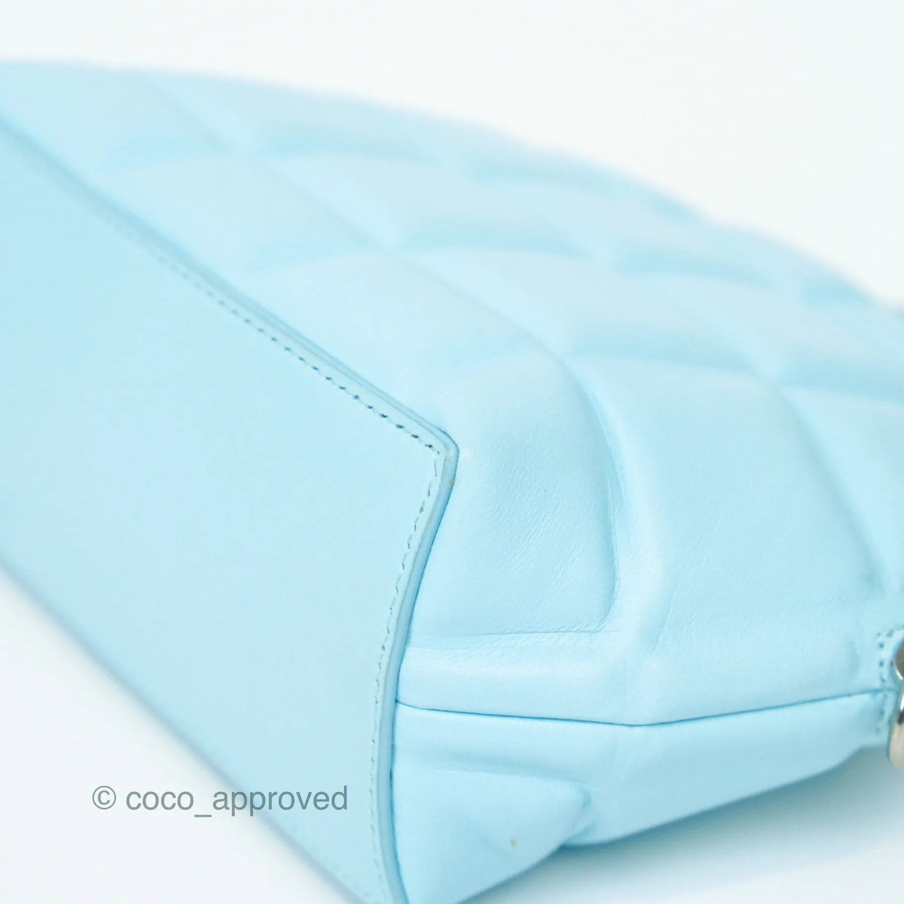 Bottega Veneta Mini Half Moon Bag Topazio Blue Nappa Lambskin Silver Hardware
