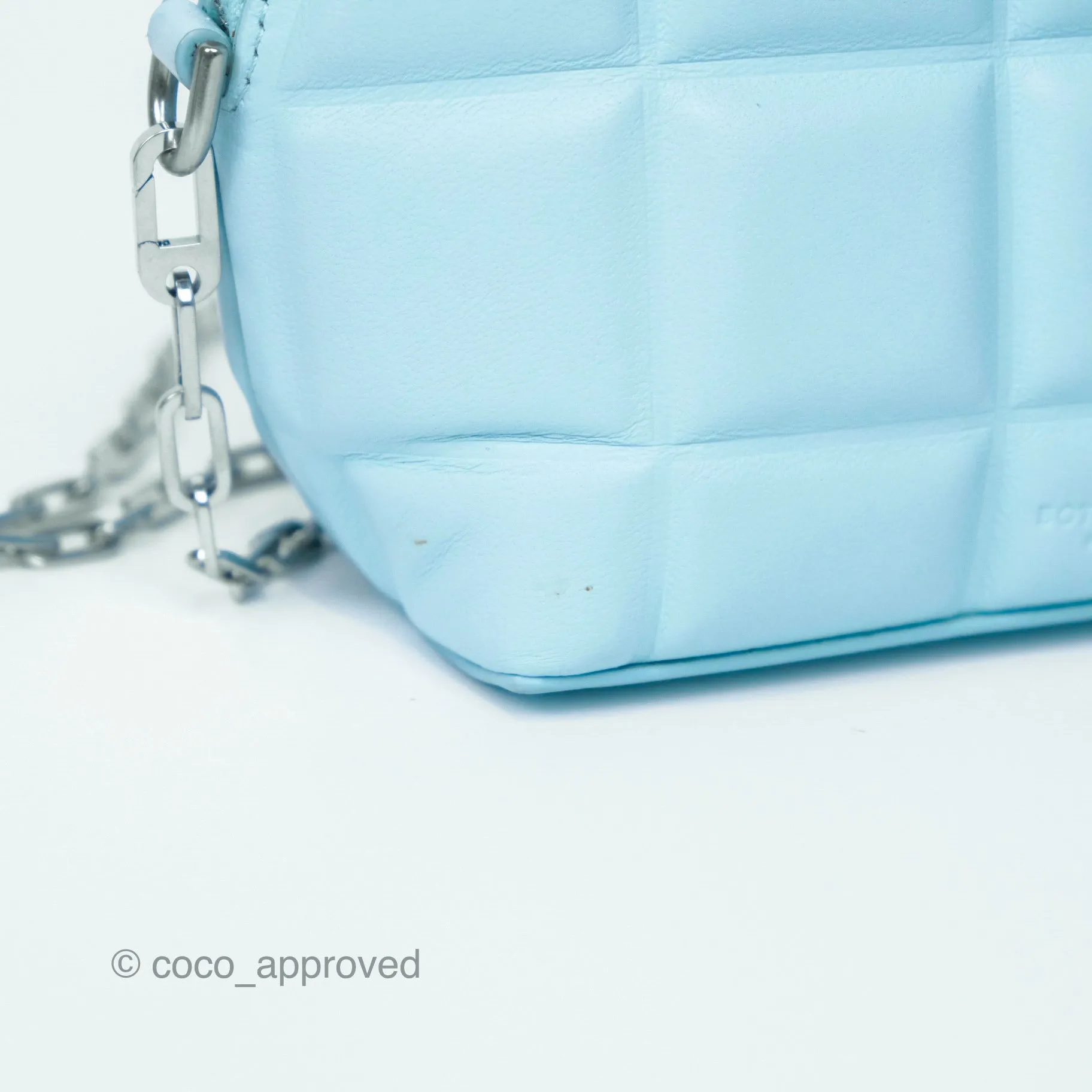 Bottega Veneta Mini Half Moon Bag Topazio Blue Nappa Lambskin Silver Hardware