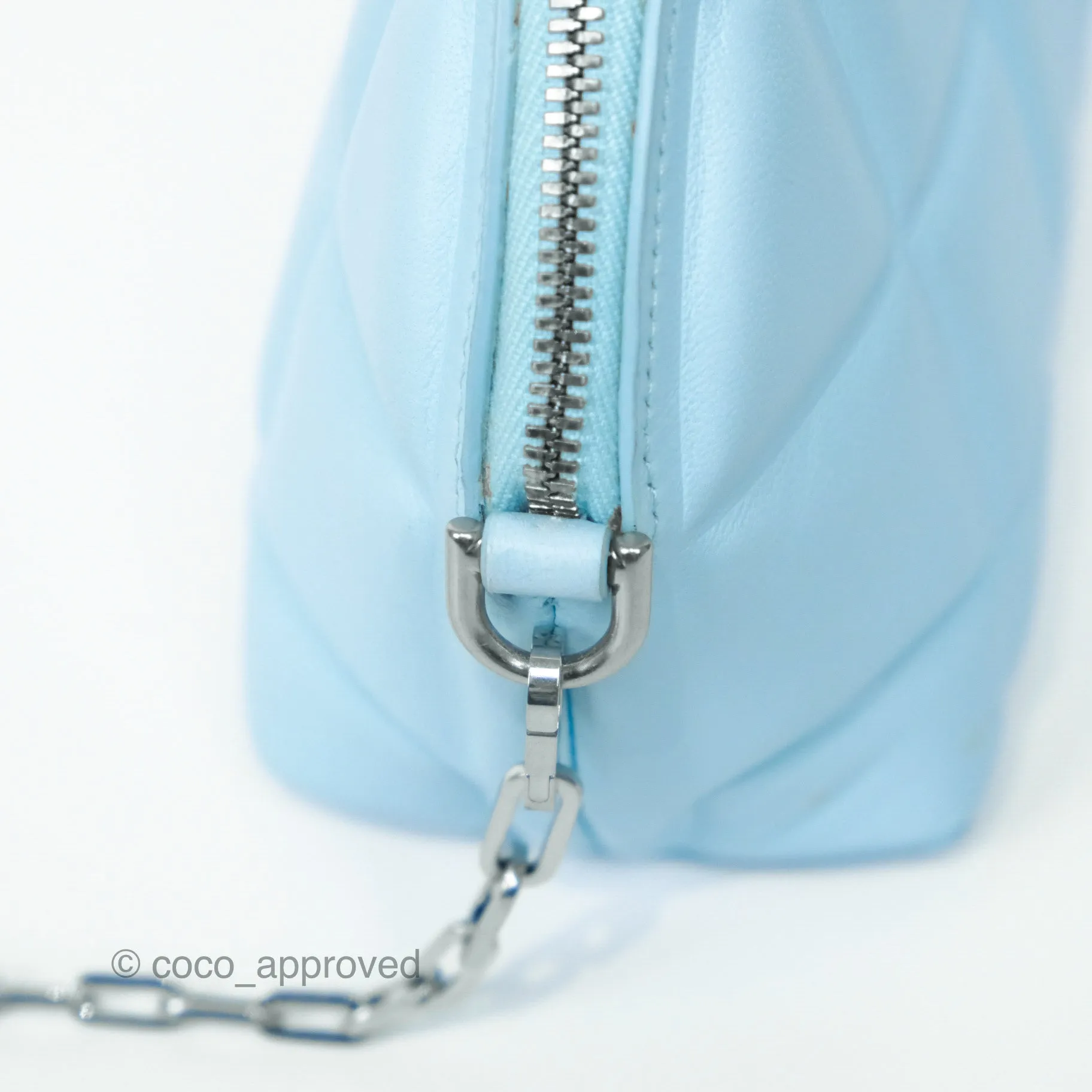 Bottega Veneta Mini Half Moon Bag Topazio Blue Nappa Lambskin Silver Hardware