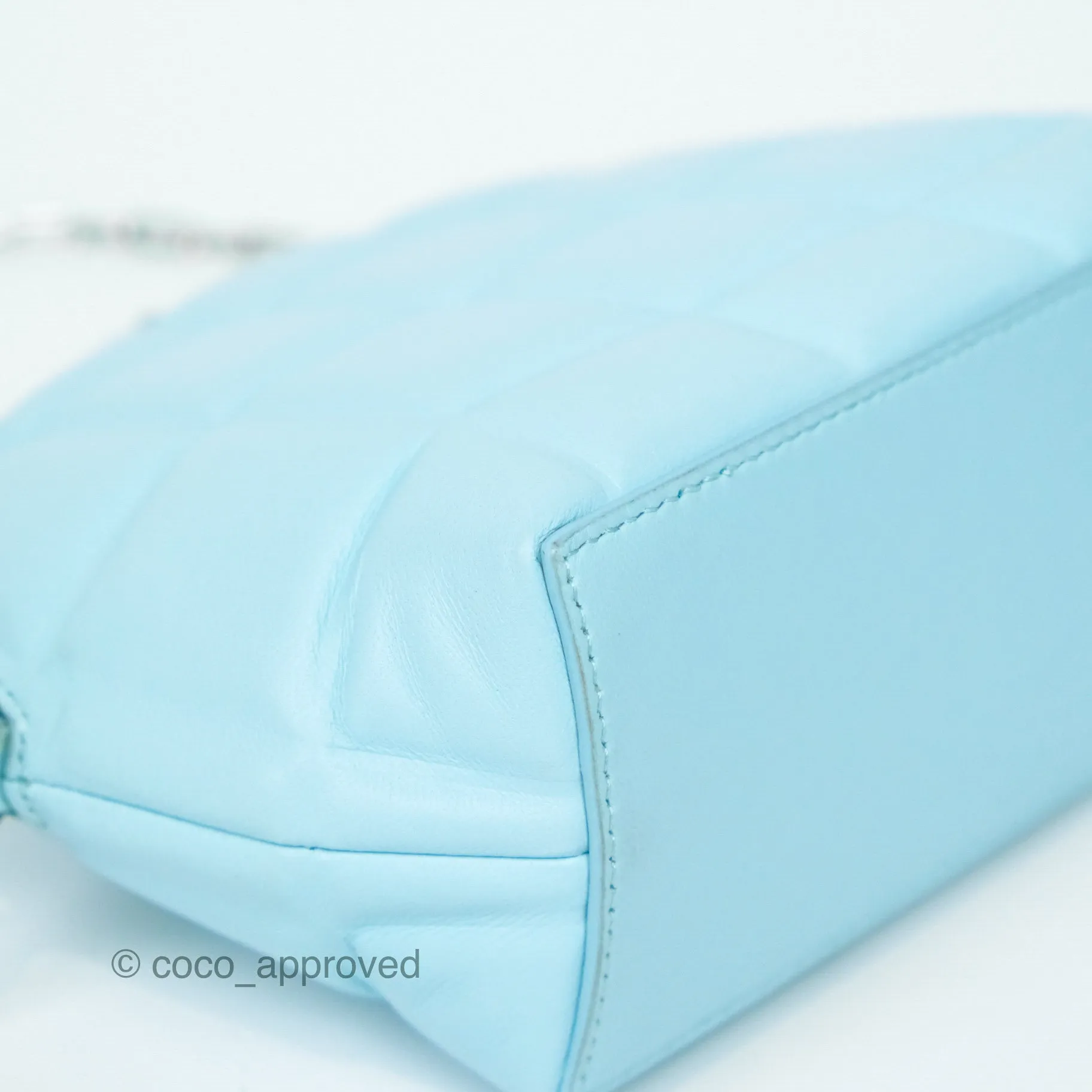 Bottega Veneta Mini Half Moon Bag Topazio Blue Nappa Lambskin Silver Hardware