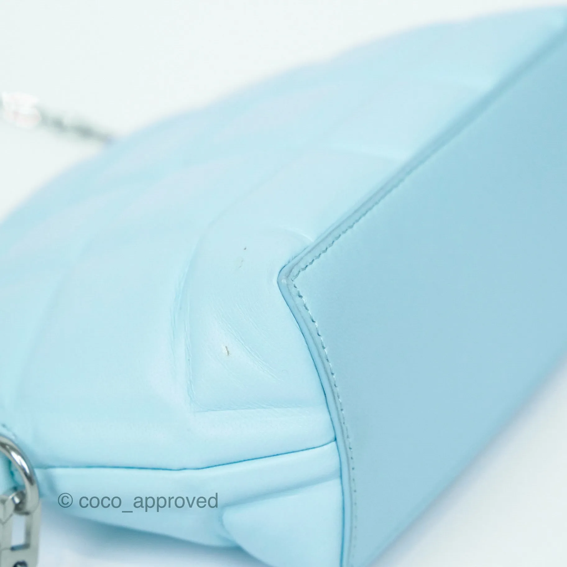 Bottega Veneta Mini Half Moon Bag Topazio Blue Nappa Lambskin Silver Hardware