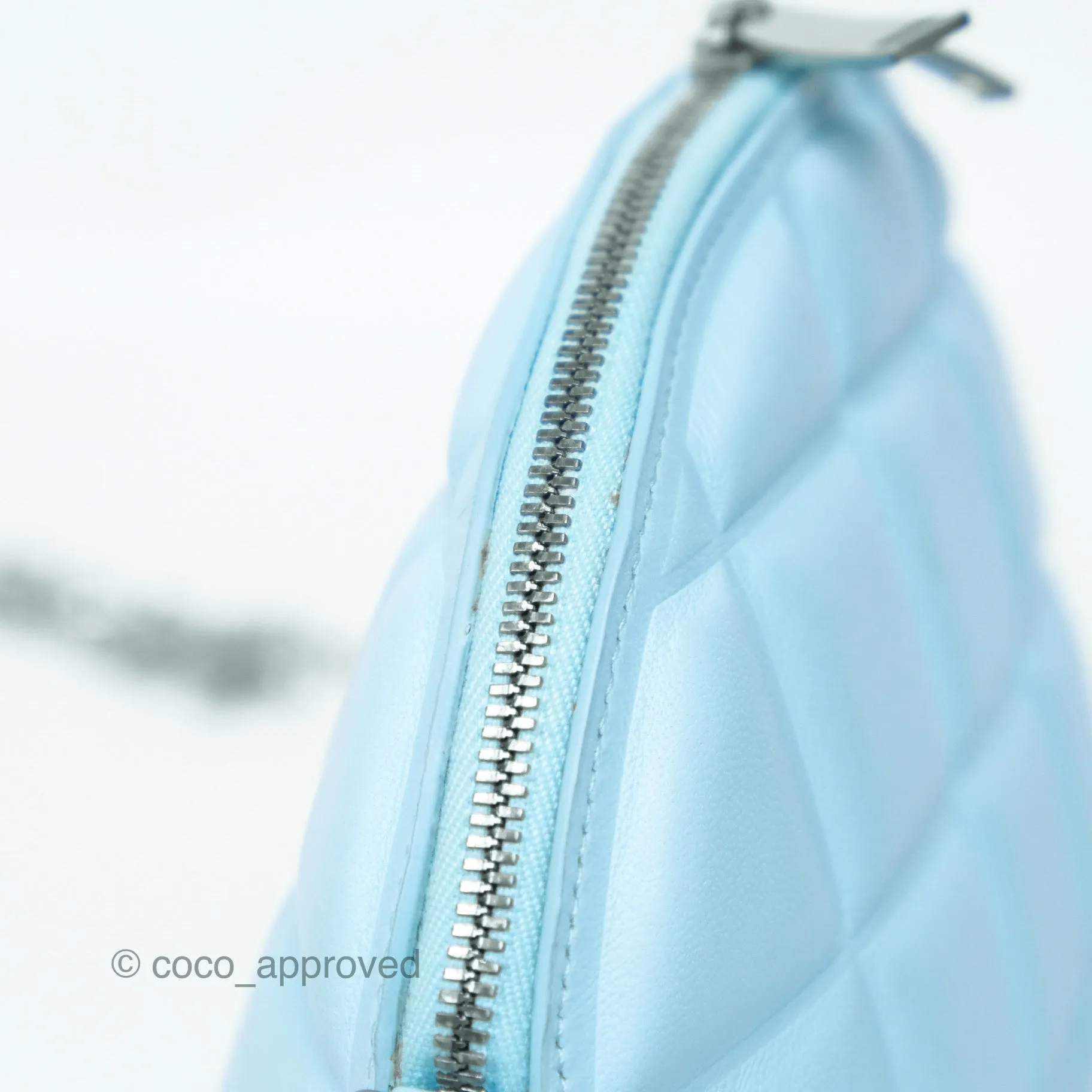 Bottega Veneta Mini Half Moon Bag Topazio Blue Nappa Lambskin Silver Hardware