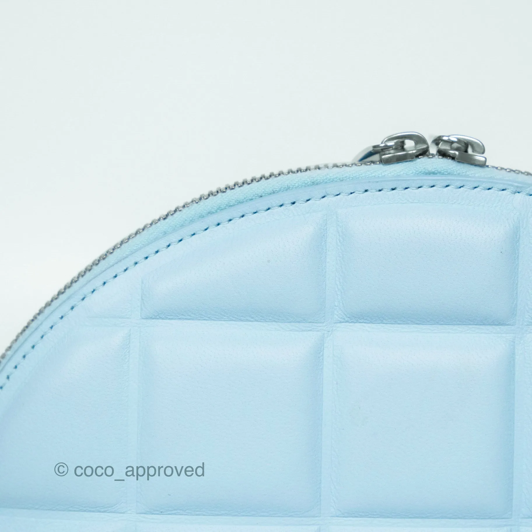 Bottega Veneta Mini Half Moon Bag Topazio Blue Nappa Lambskin Silver Hardware