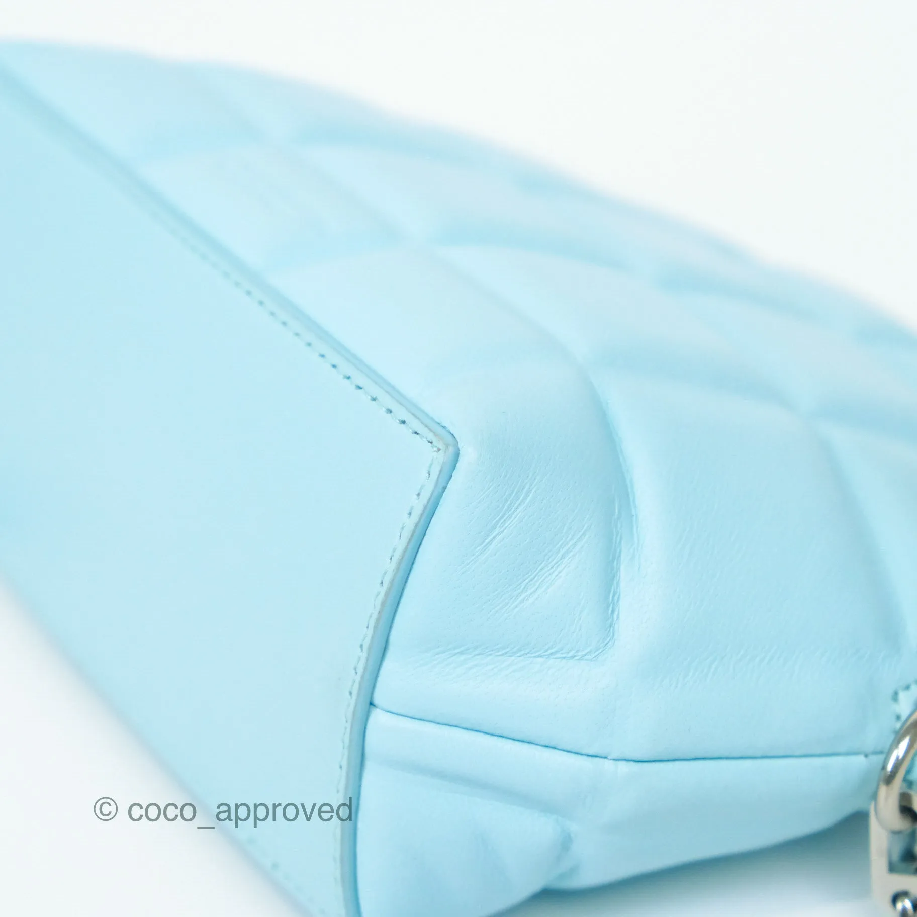 Bottega Veneta Mini Half Moon Bag Topazio Blue Nappa Lambskin Silver Hardware