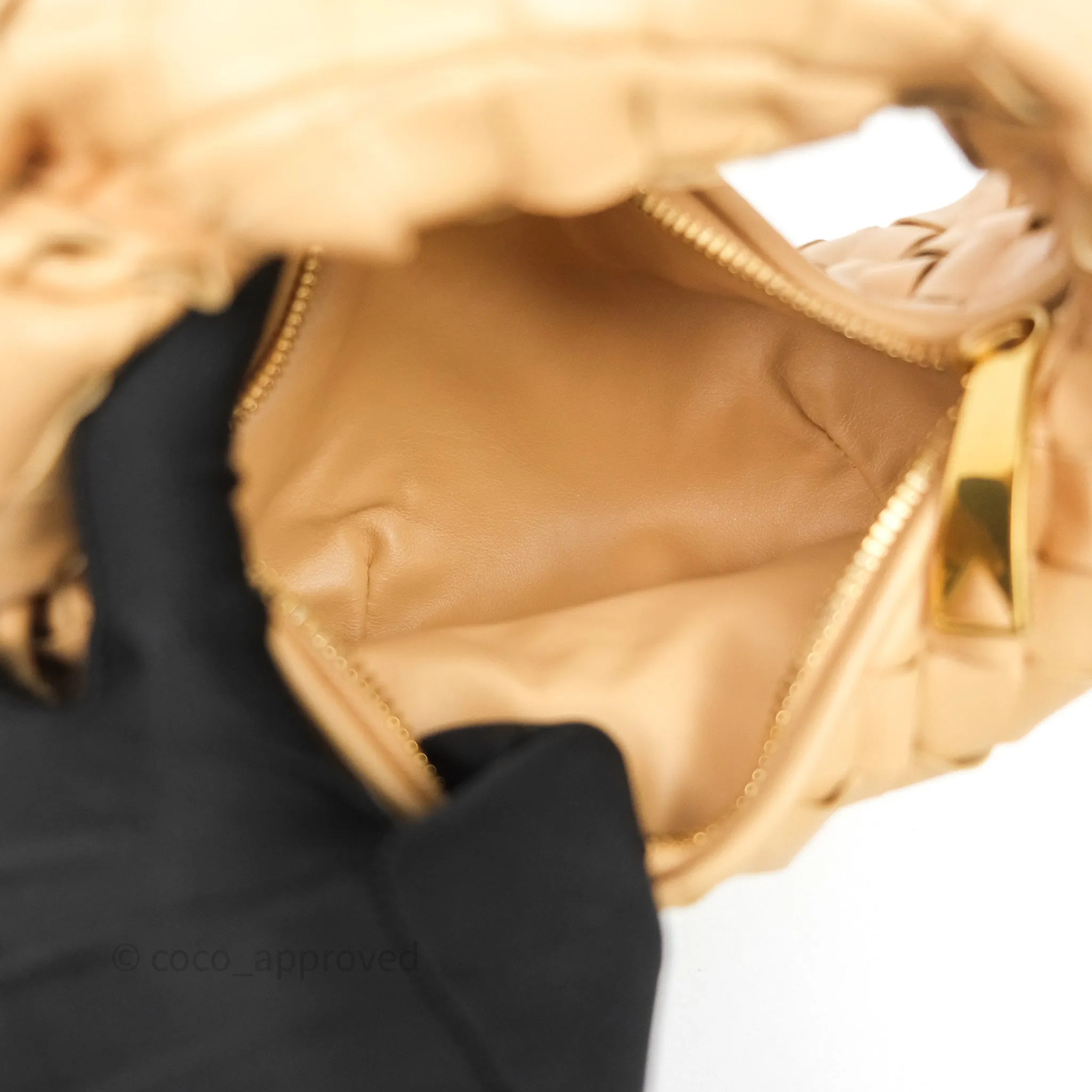 Bottega Veneta Mini Jodie Bag Intrecciato Almond Lambskin