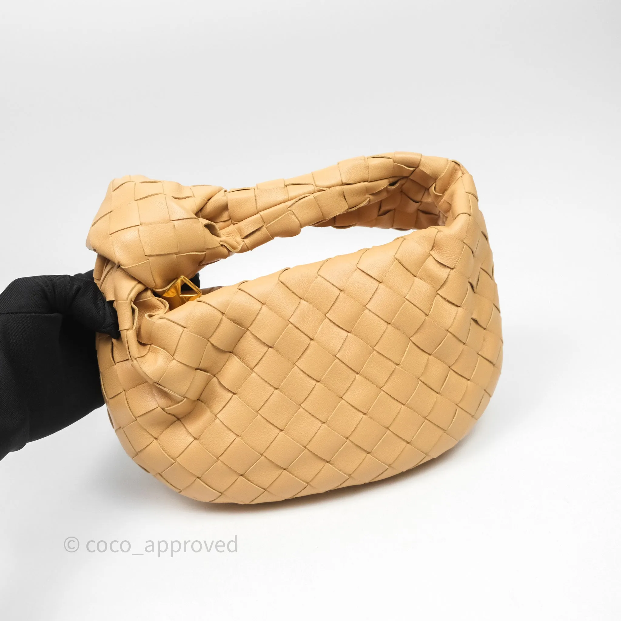 Bottega Veneta Mini Jodie Bag Intrecciato Almond Lambskin