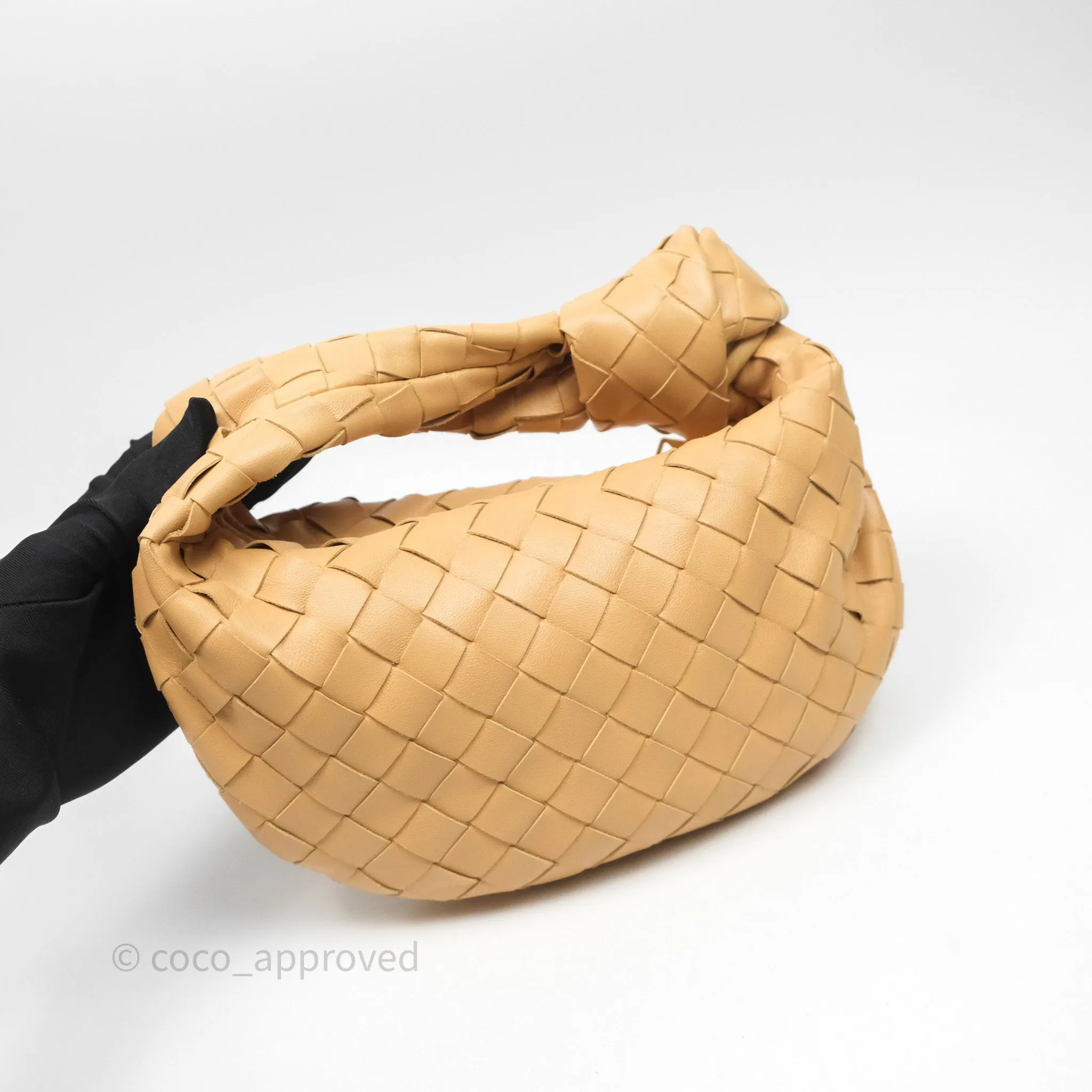 Bottega Veneta Mini Jodie Bag Intrecciato Almond Lambskin