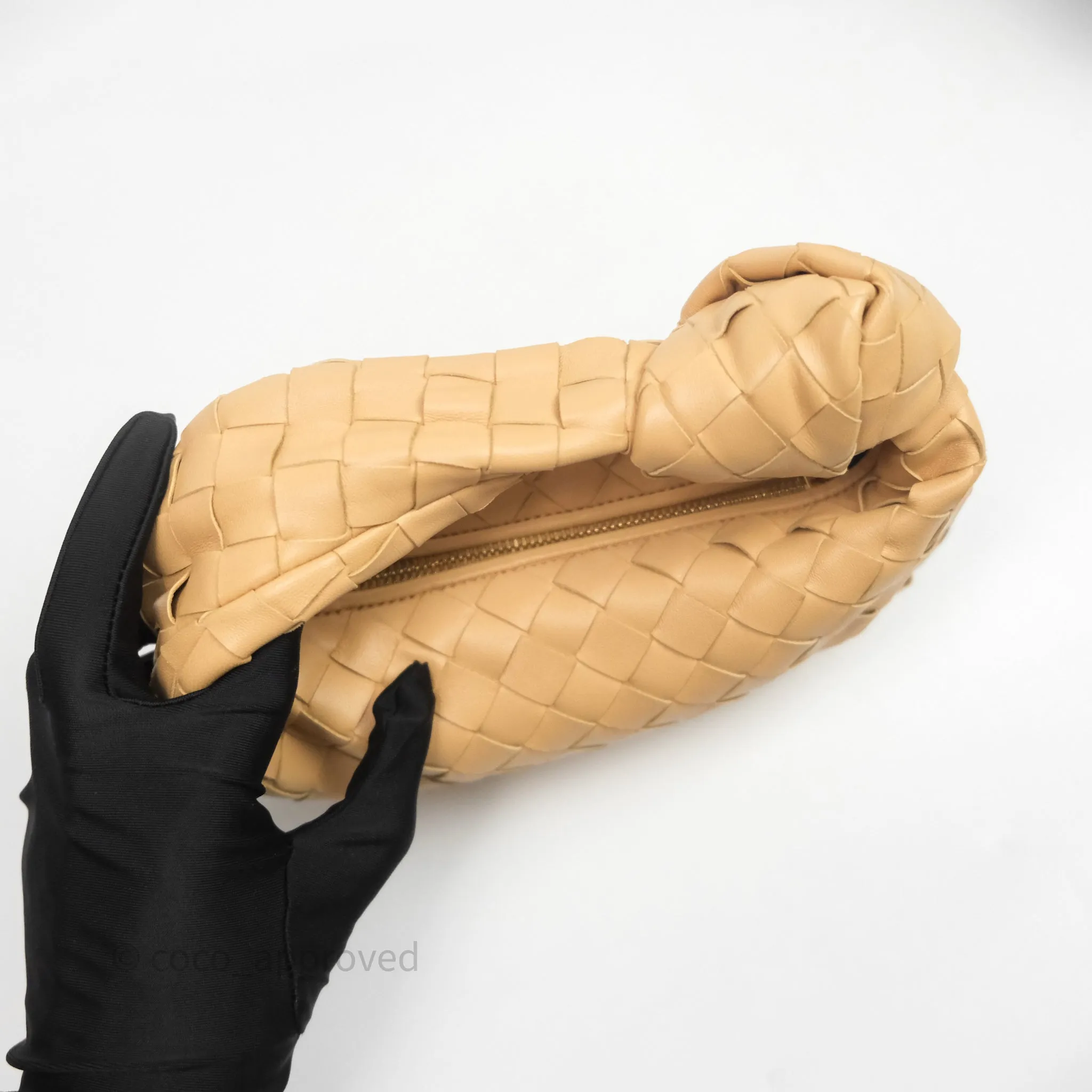 Bottega Veneta Mini Jodie Bag Intrecciato Almond Lambskin