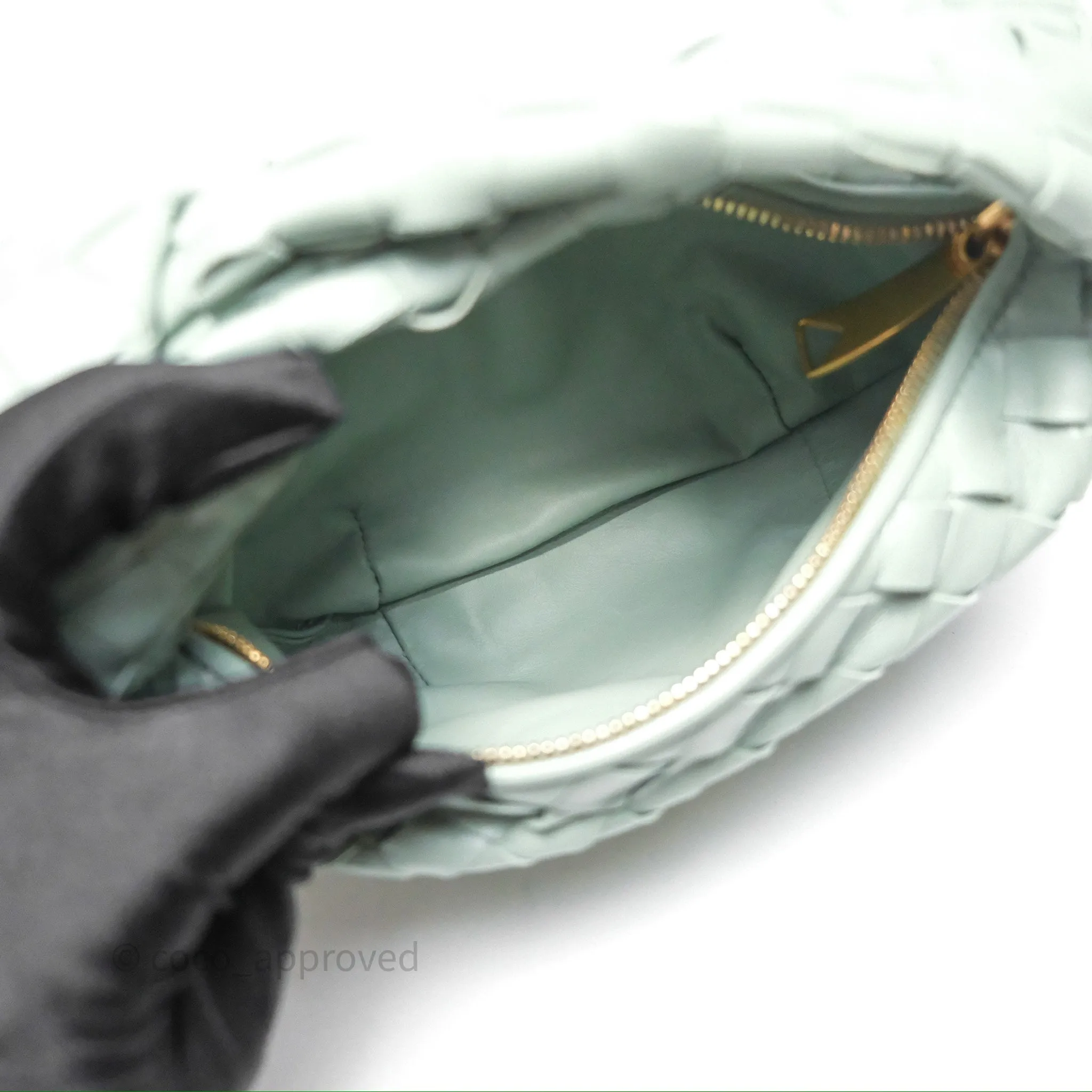 Bottega Veneta Mini Jodie Bag Intrecciato Green Lambskin Gold Hardware