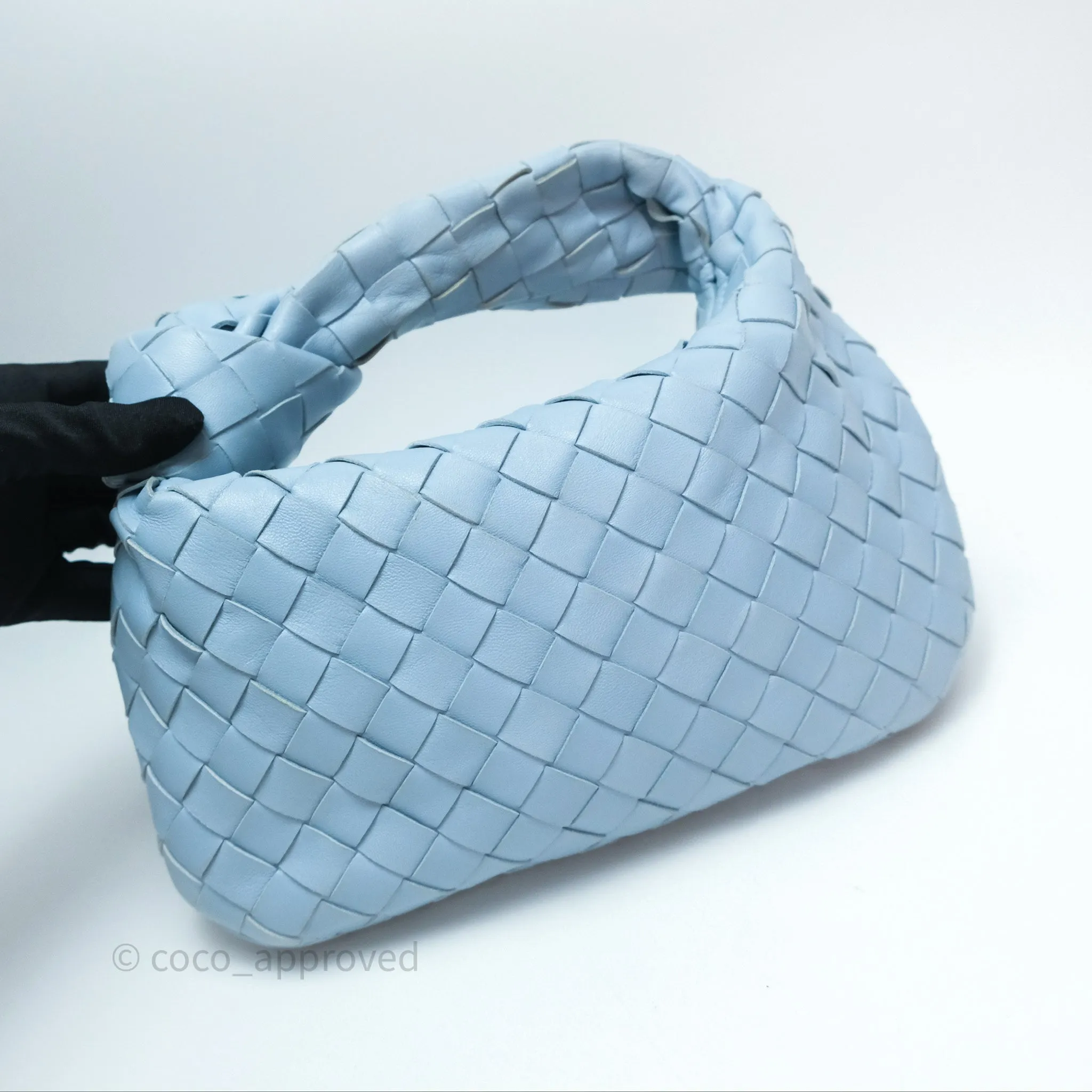 Bottega Veneta Mini Jodie Bag Intrecciato In Ice Lambskin Silver Hardware