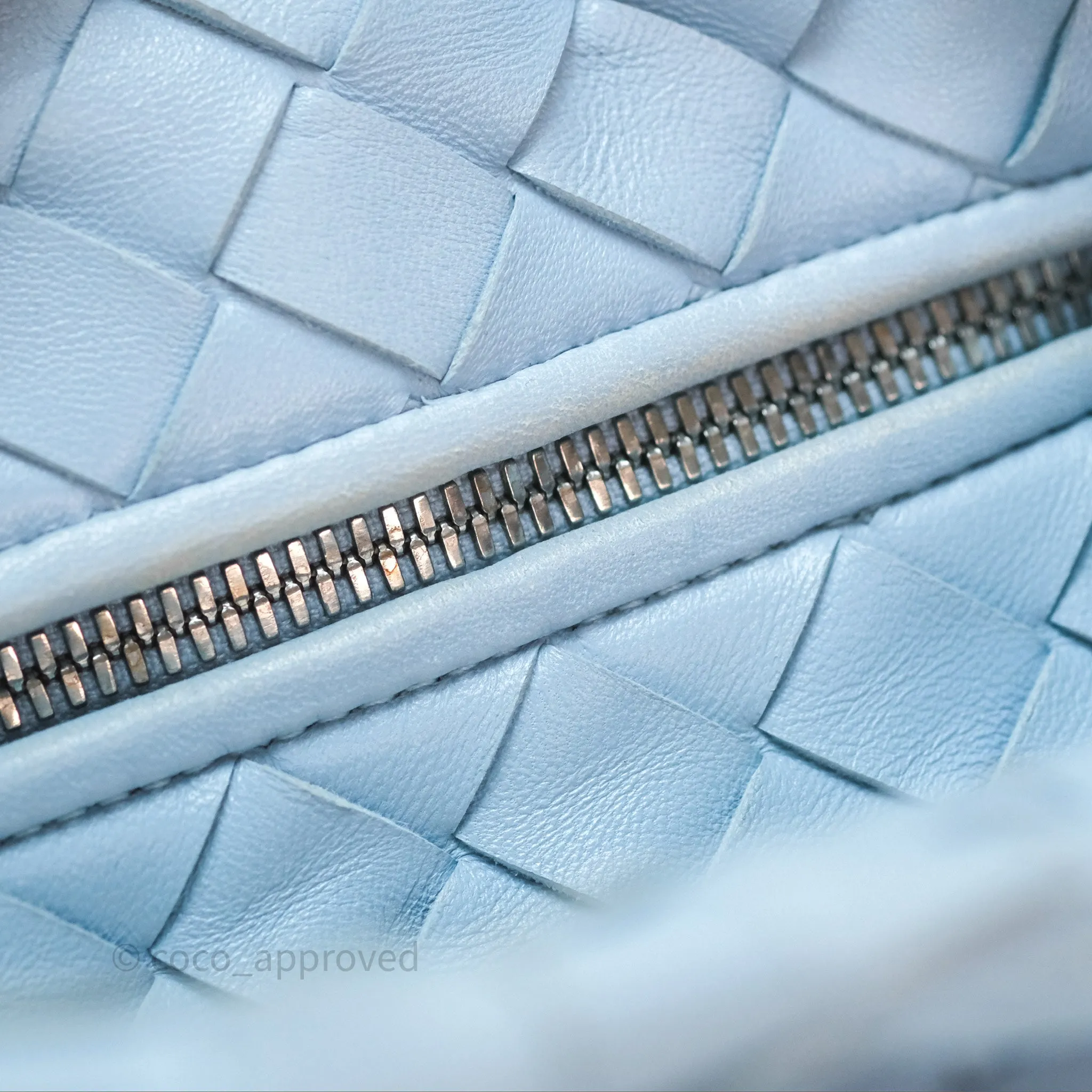 Bottega Veneta Mini Jodie Bag Intrecciato In Ice Lambskin Silver Hardware