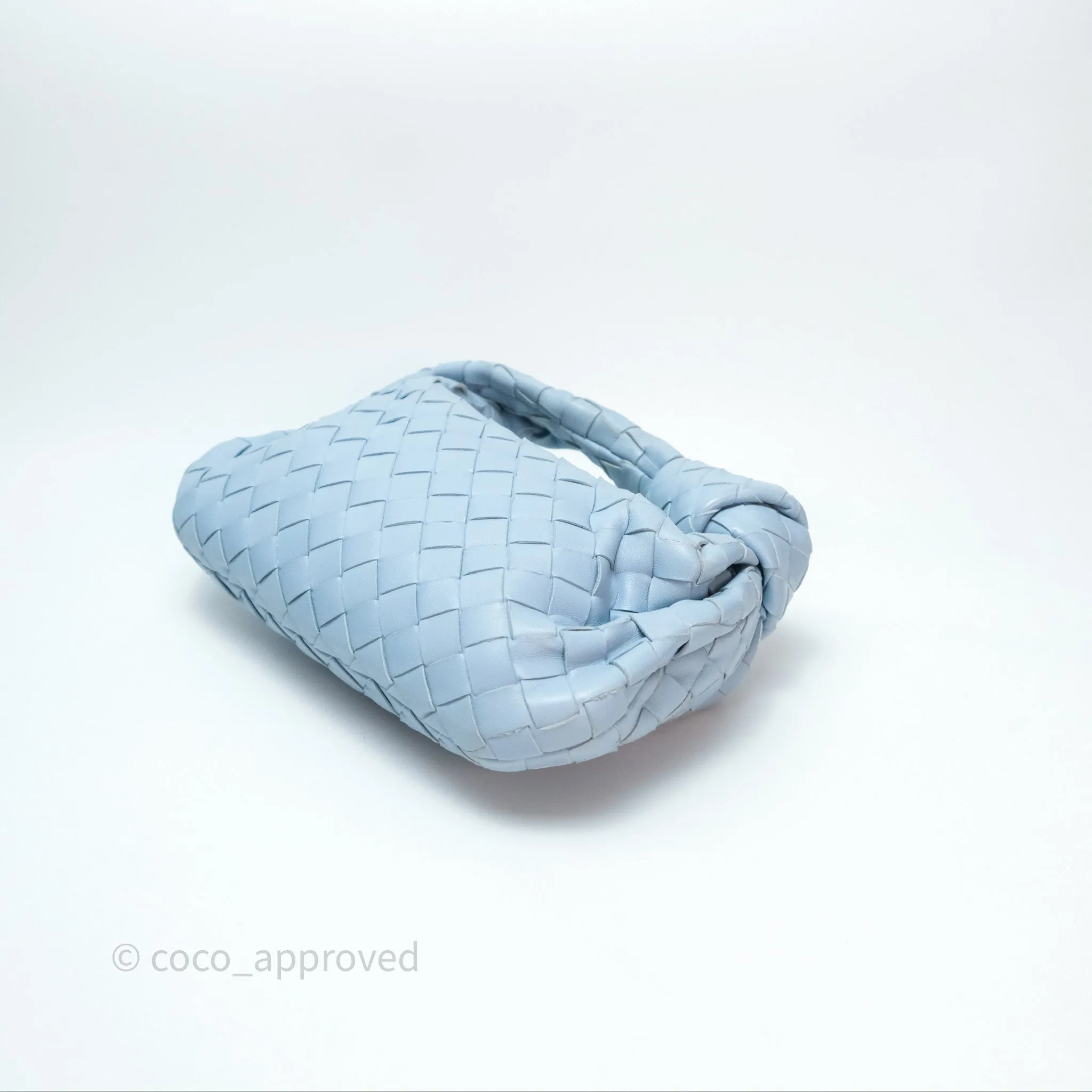 Bottega Veneta Mini Jodie Bag Intrecciato In Ice Lambskin Silver Hardware
