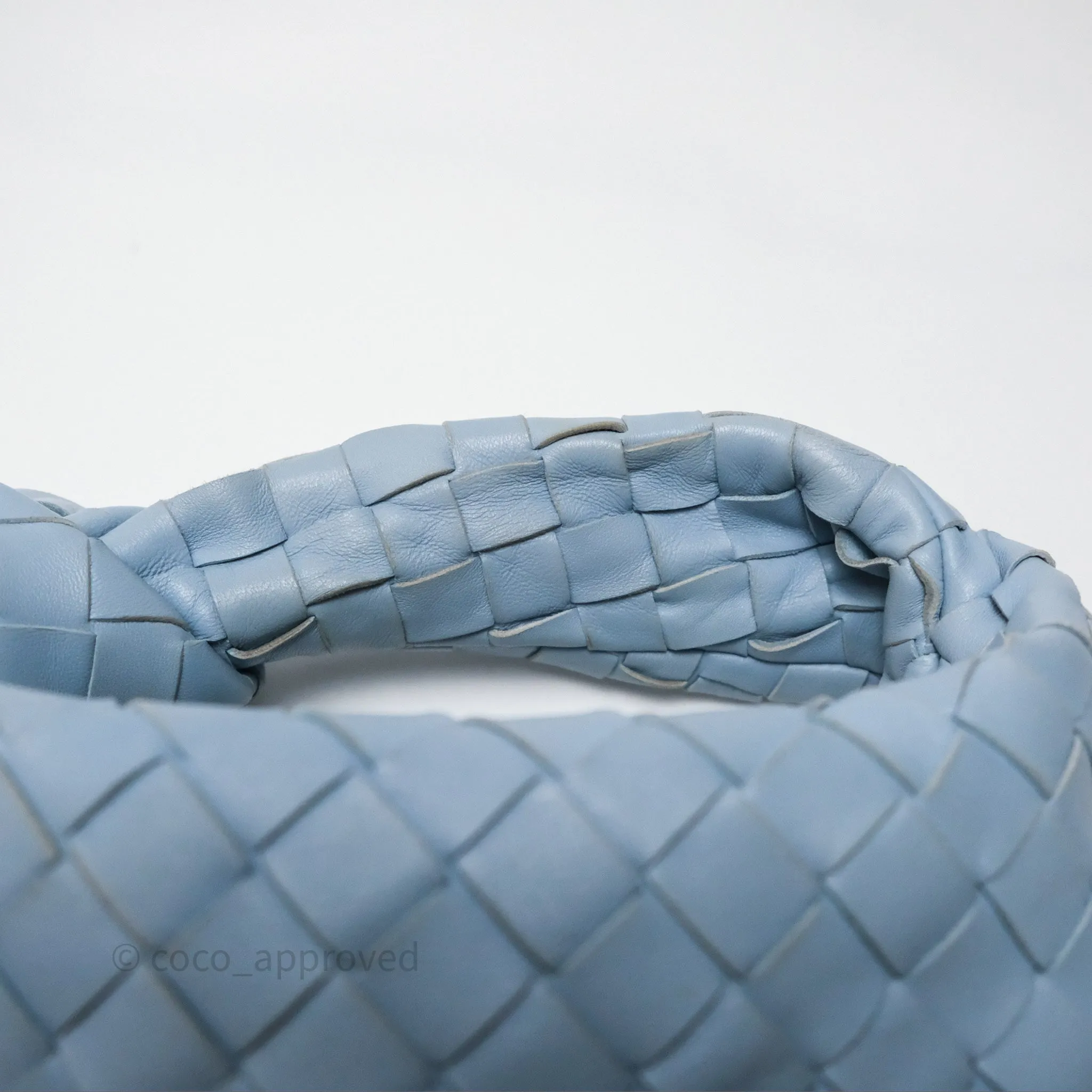 Bottega Veneta Mini Jodie Bag Intrecciato In Ice Lambskin Silver Hardware