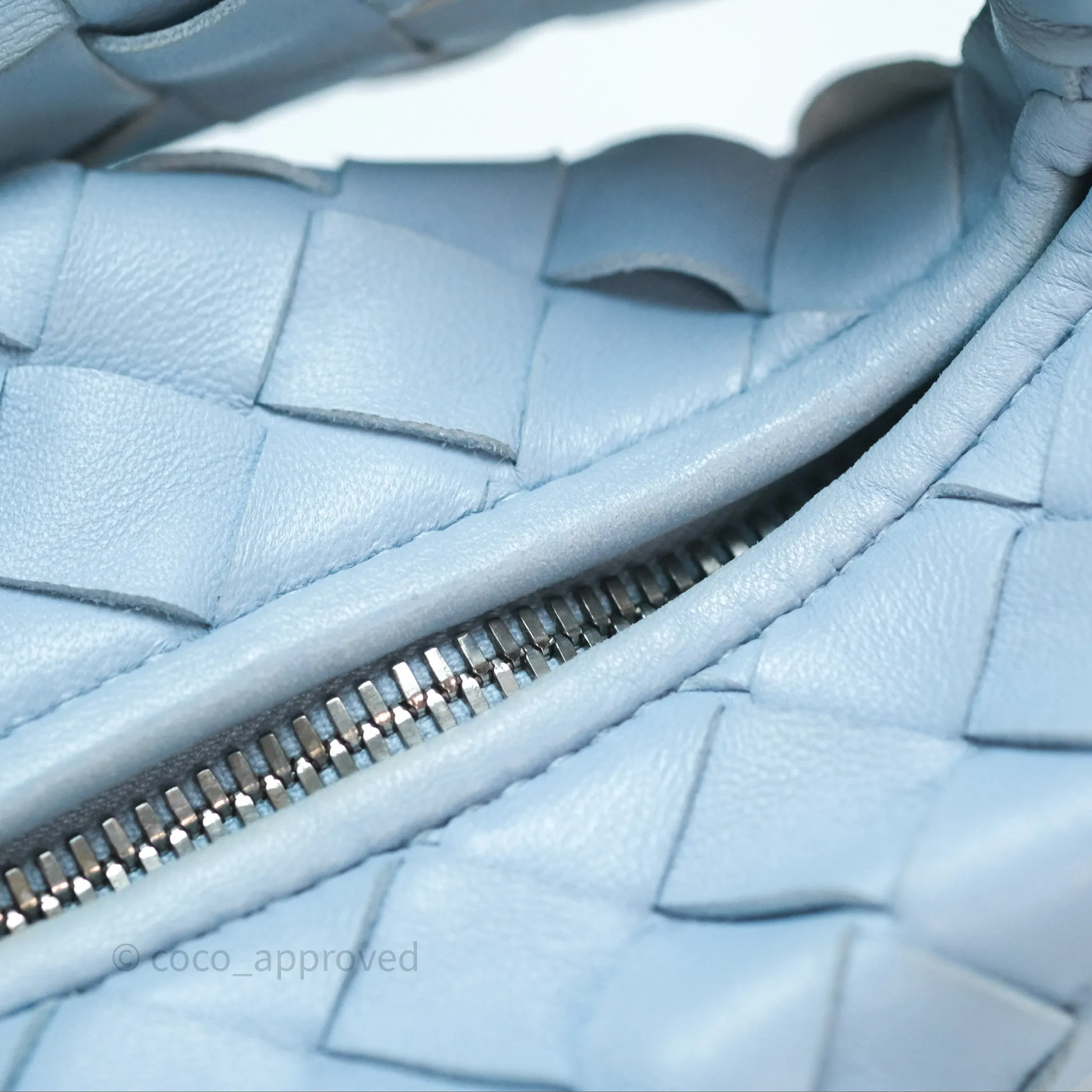 Bottega Veneta Mini Jodie Bag Intrecciato In Ice Lambskin Silver Hardware