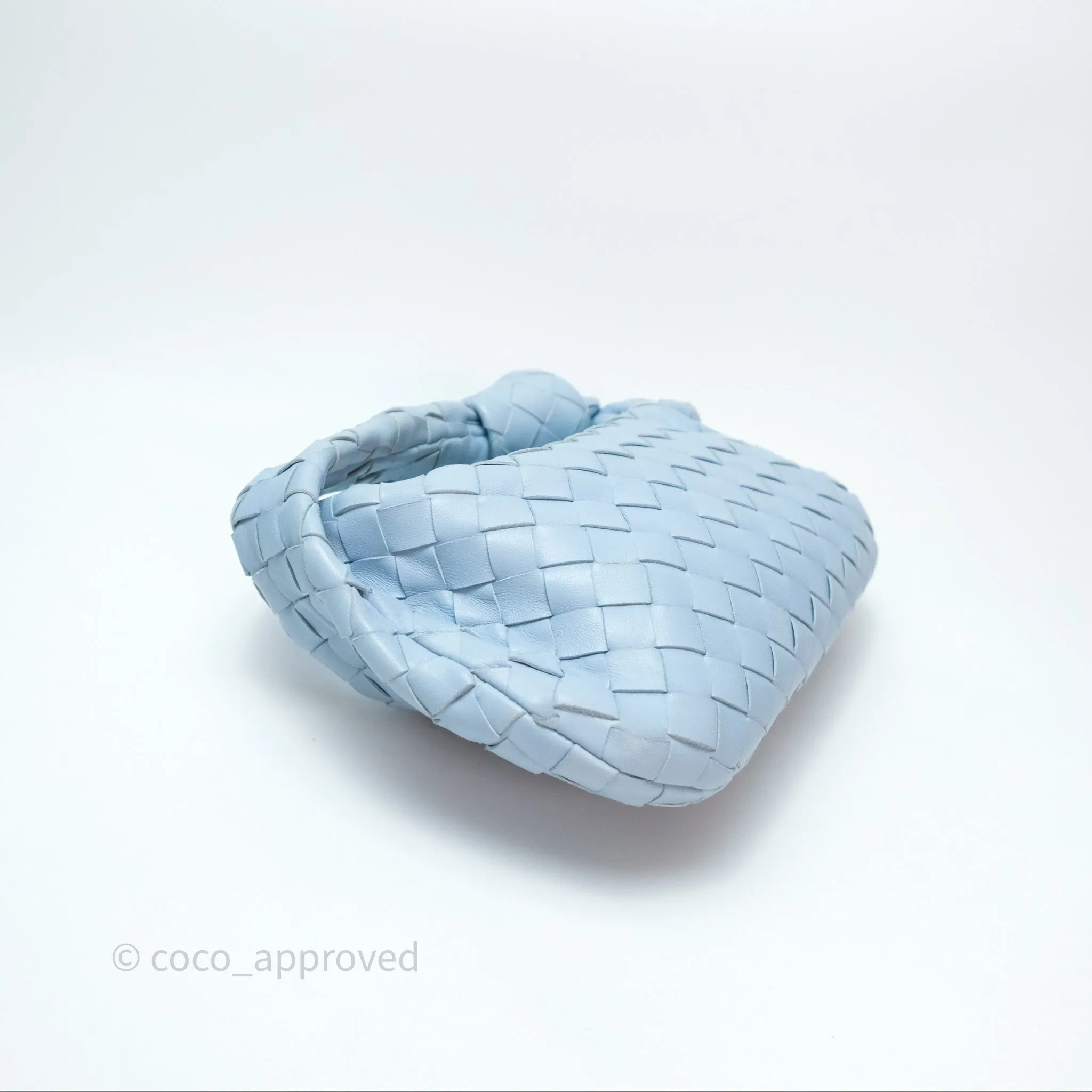 Bottega Veneta Mini Jodie Bag Intrecciato In Ice Lambskin Silver Hardware
