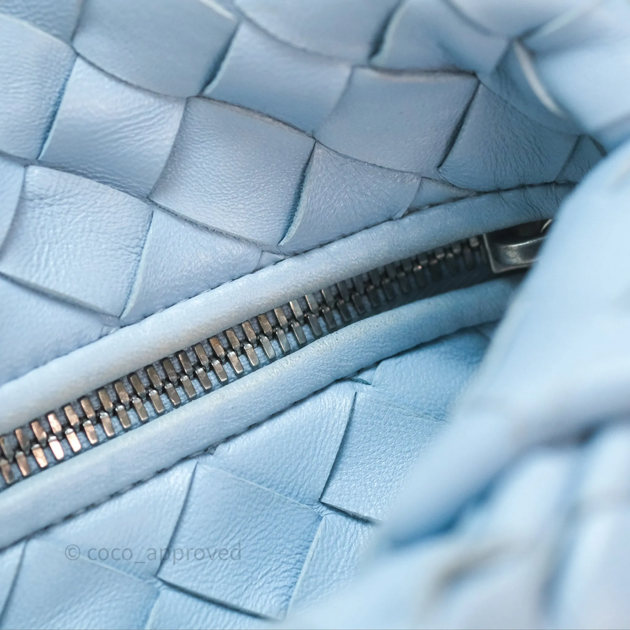 Bottega Veneta Mini Jodie Bag Intrecciato In Ice Lambskin Silver Hardware