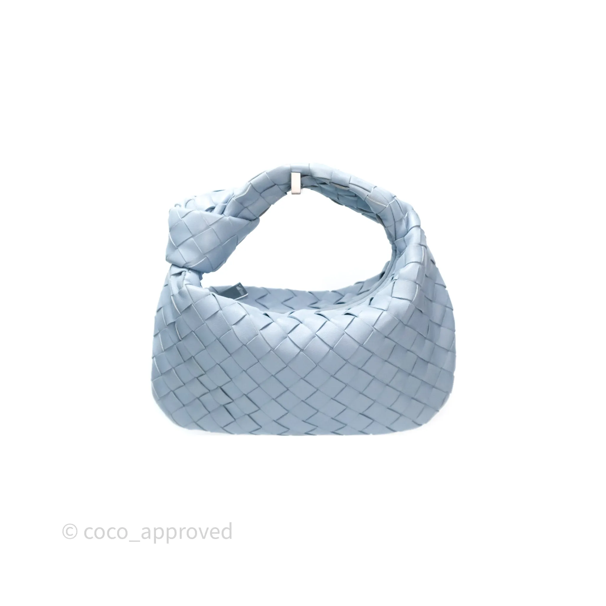 Bottega Veneta Mini Jodie Bag Intrecciato In Ice Lambskin Silver Hardware