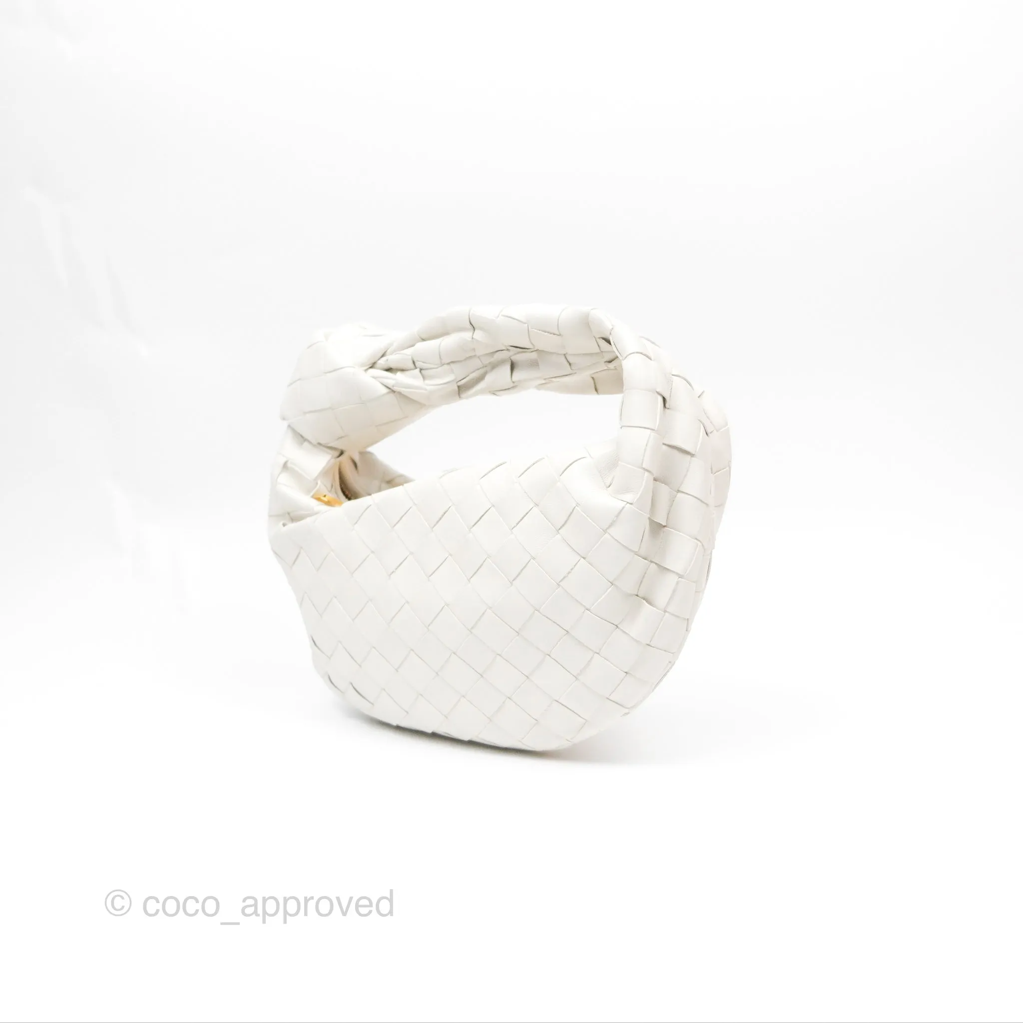 Bottega Veneta Mini Jodie Bag Intrecciato White Lambskin