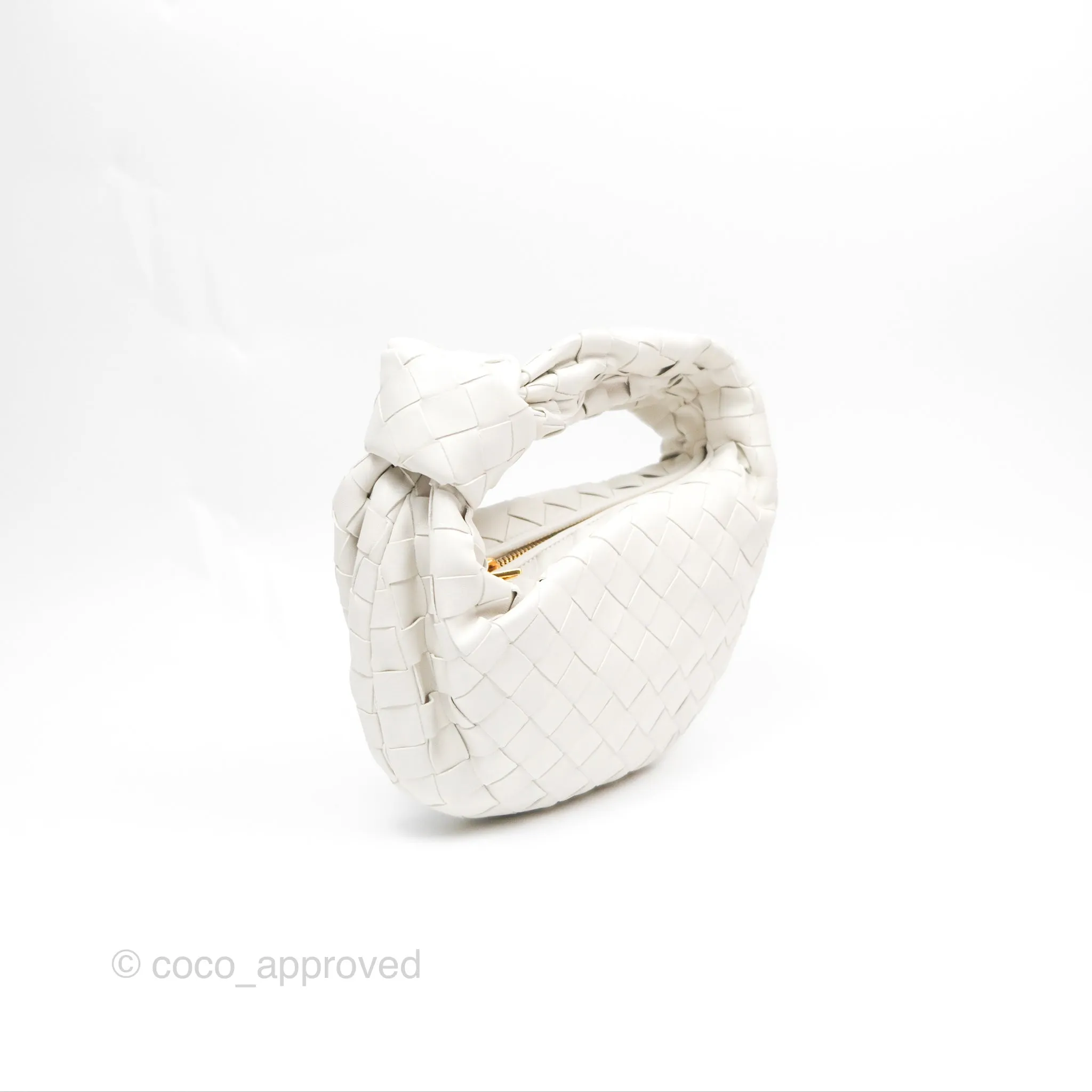 Bottega Veneta Mini Jodie Bag Intrecciato White Lambskin