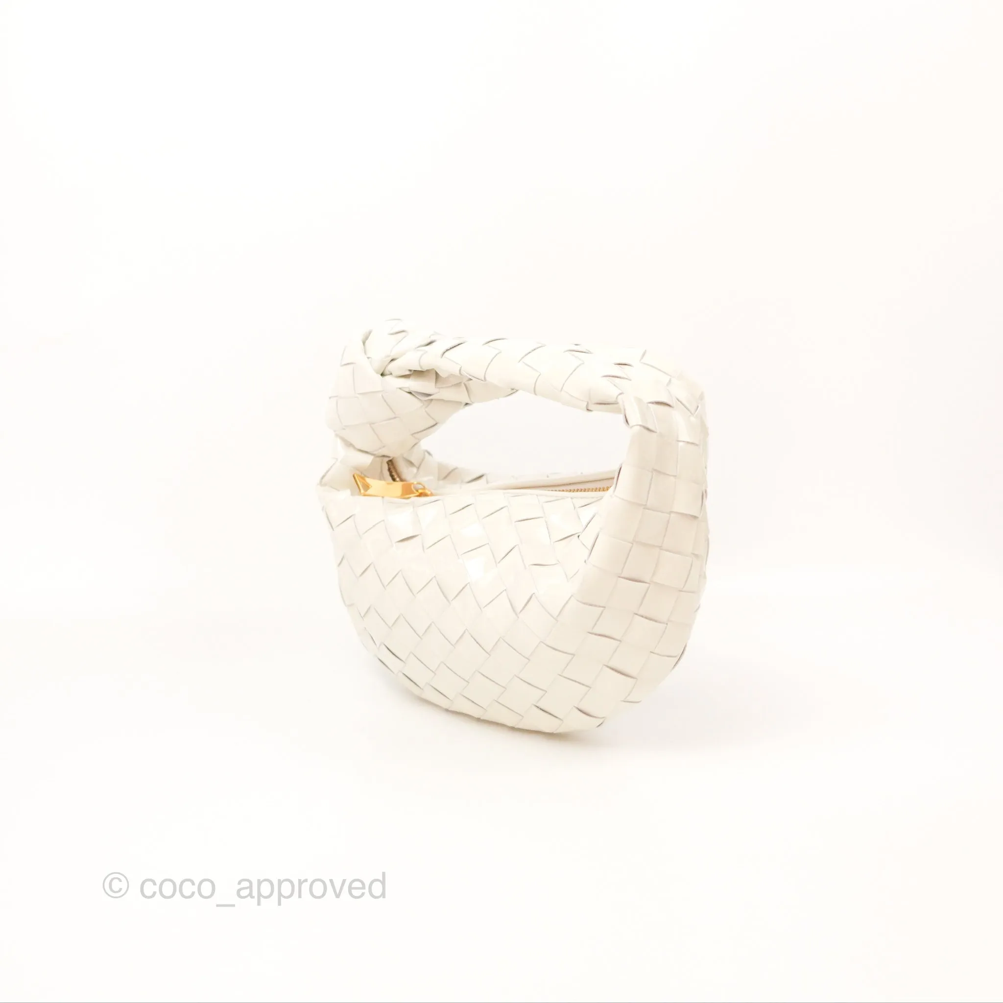 Bottega Veneta Mini Jodie Bag Intrecciato White Patent