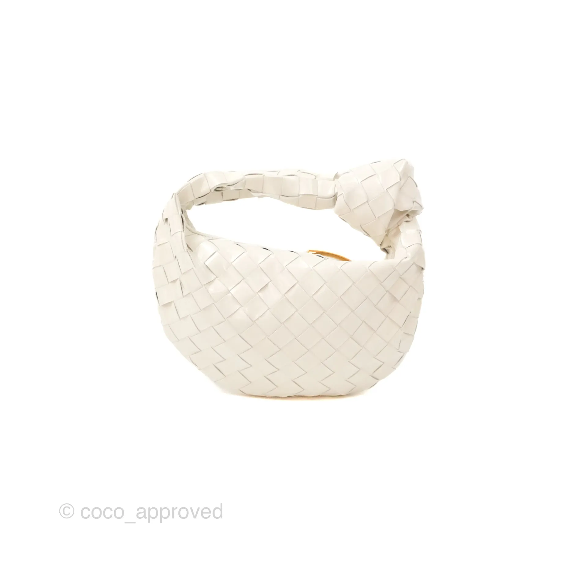 Bottega Veneta Mini Jodie Bag Intrecciato White Patent