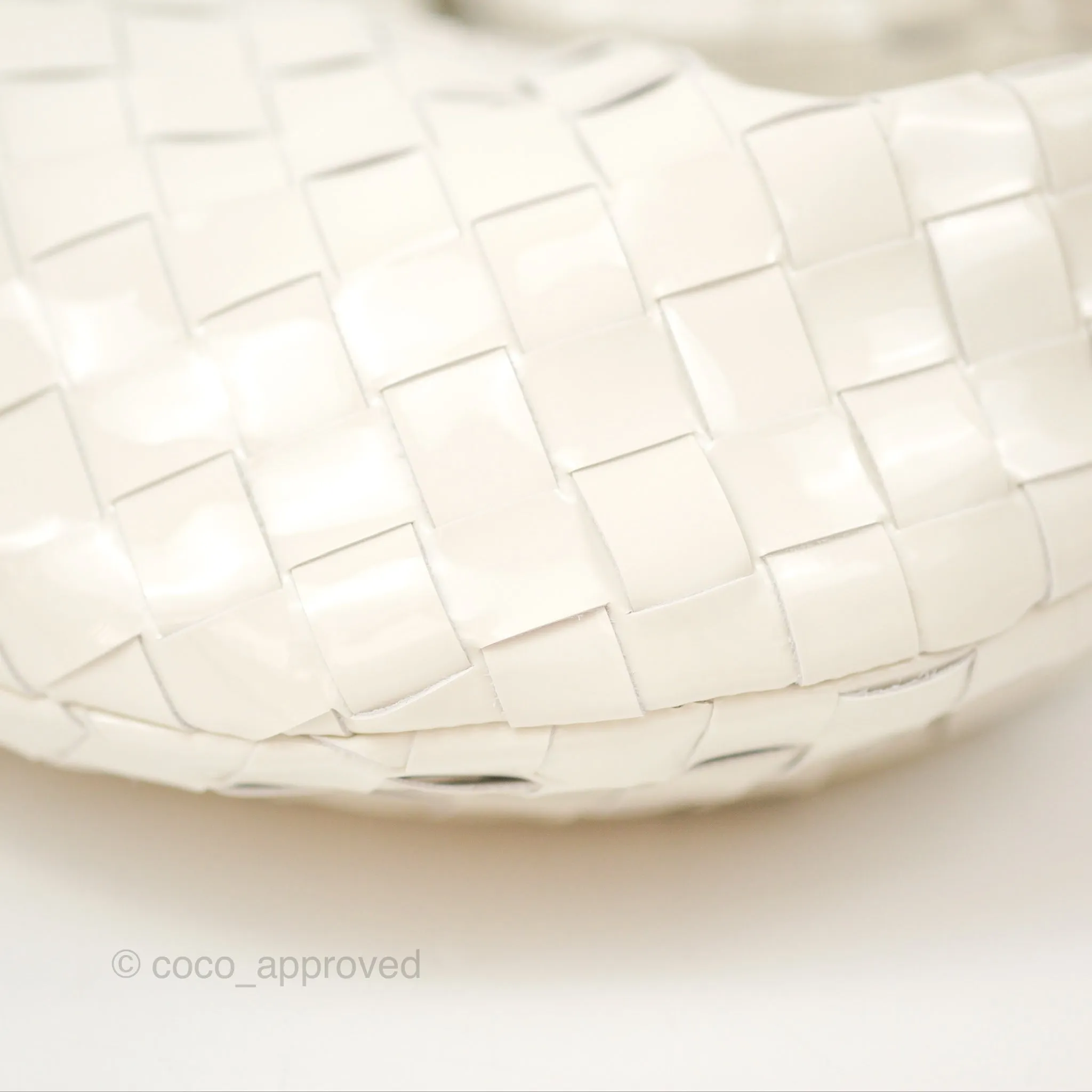 Bottega Veneta Mini Jodie Bag Intrecciato White Patent