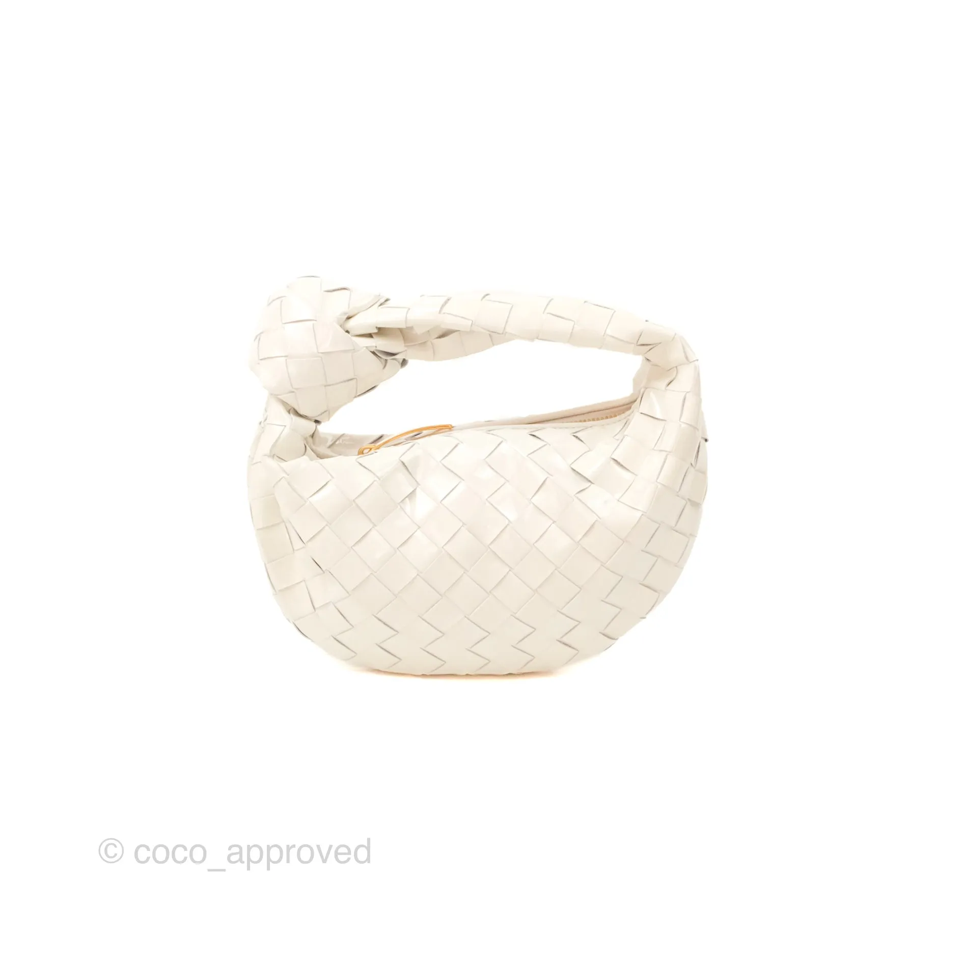 Bottega Veneta Mini Jodie Bag Intrecciato White Patent