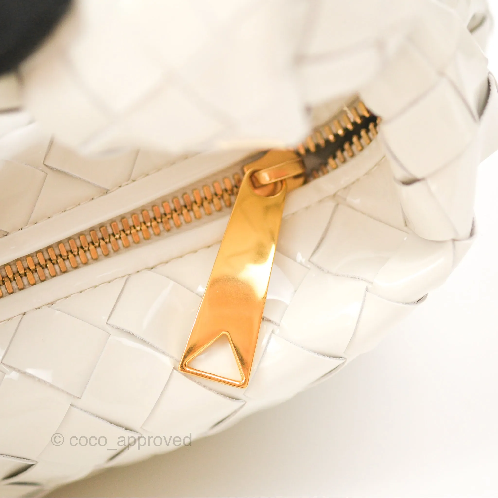 Bottega Veneta Mini Jodie Bag Intrecciato White Patent