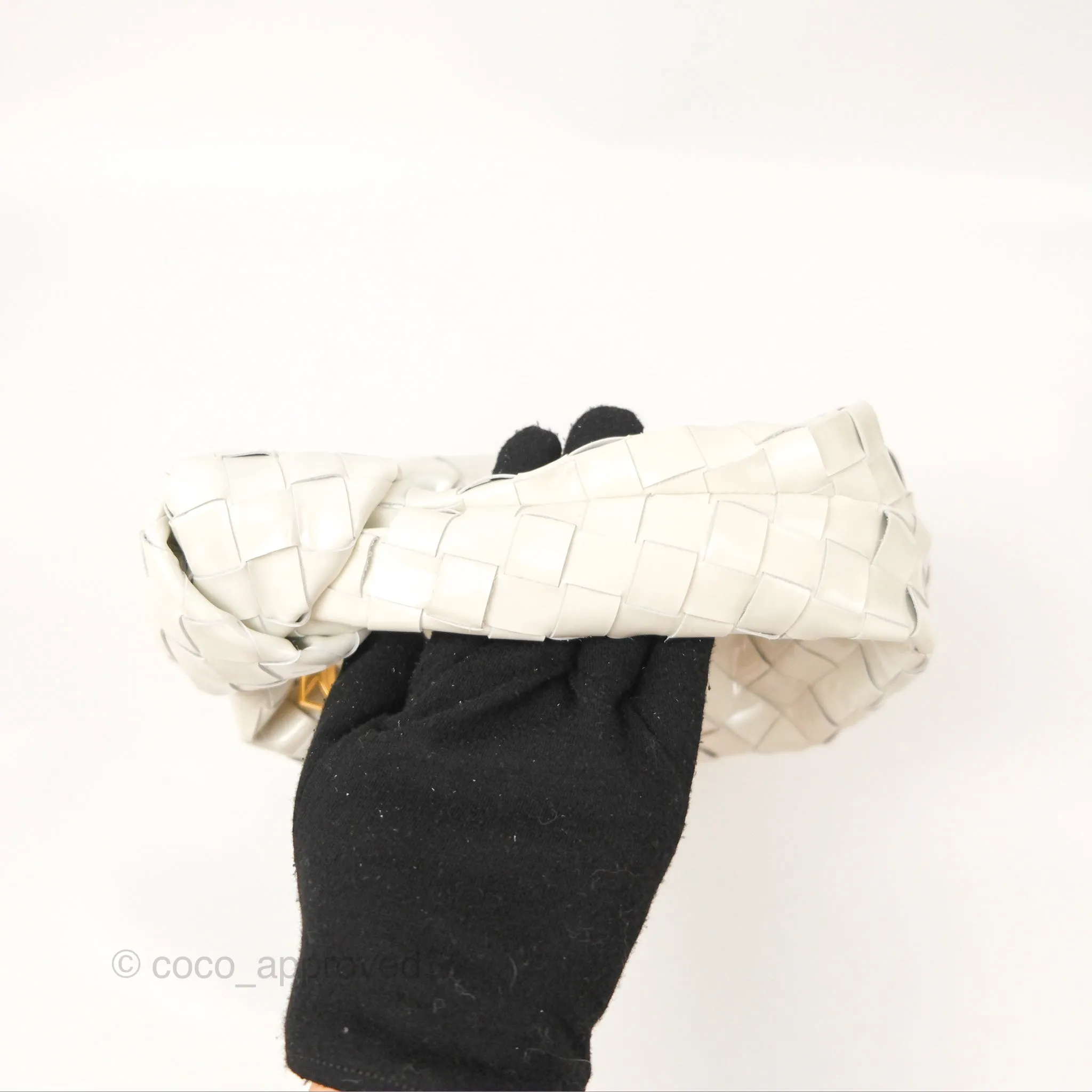Bottega Veneta Mini Jodie Bag Intrecciato White Patent