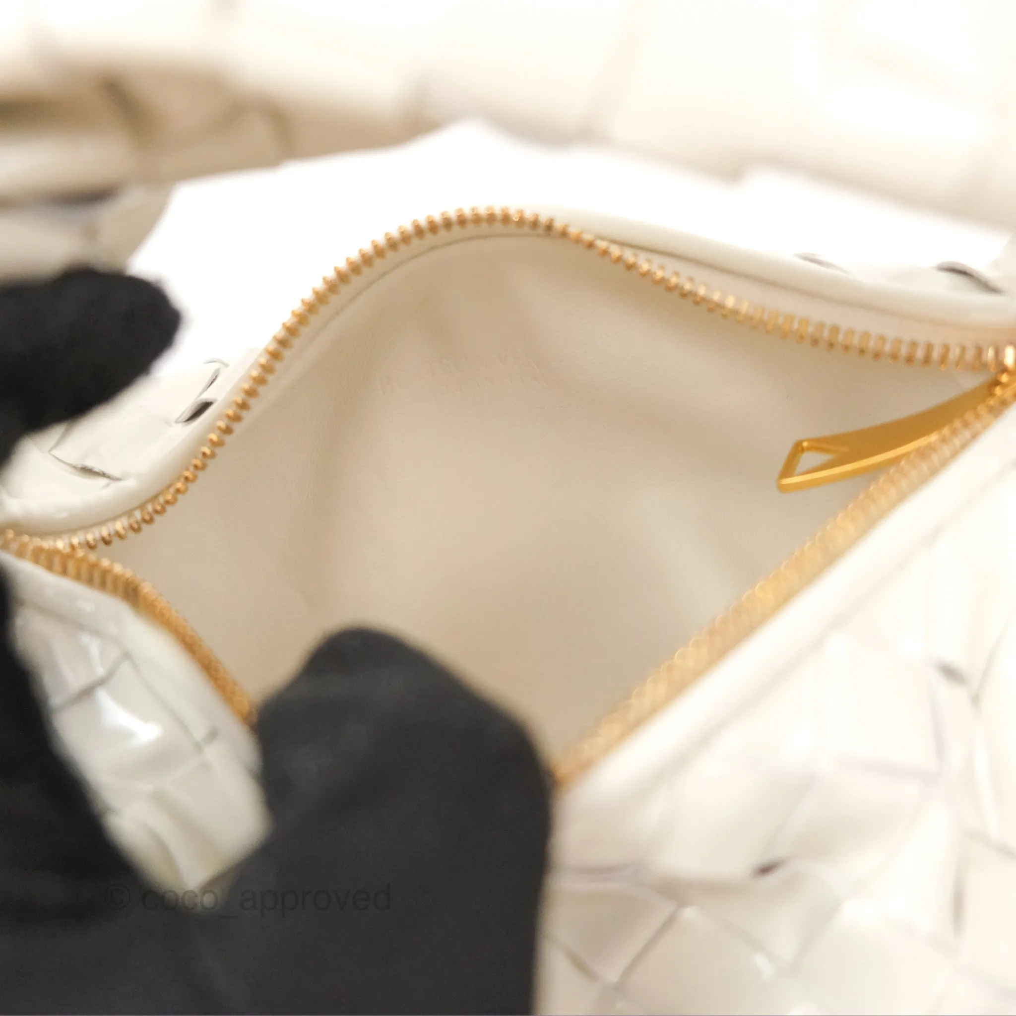 Bottega Veneta Mini Jodie Bag Intrecciato White Patent