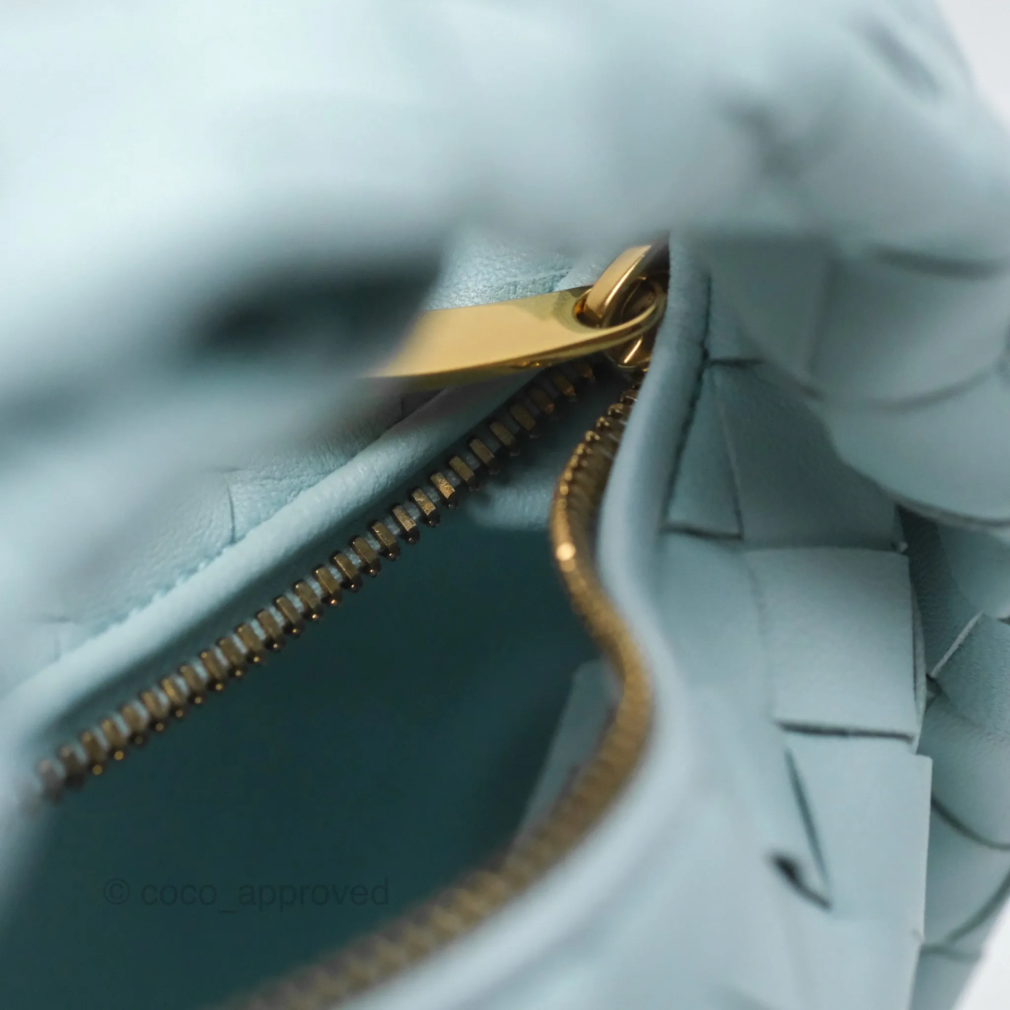 Bottega Veneta Mini Jodie Bag Teal Washed Intrecciato Lambskin
