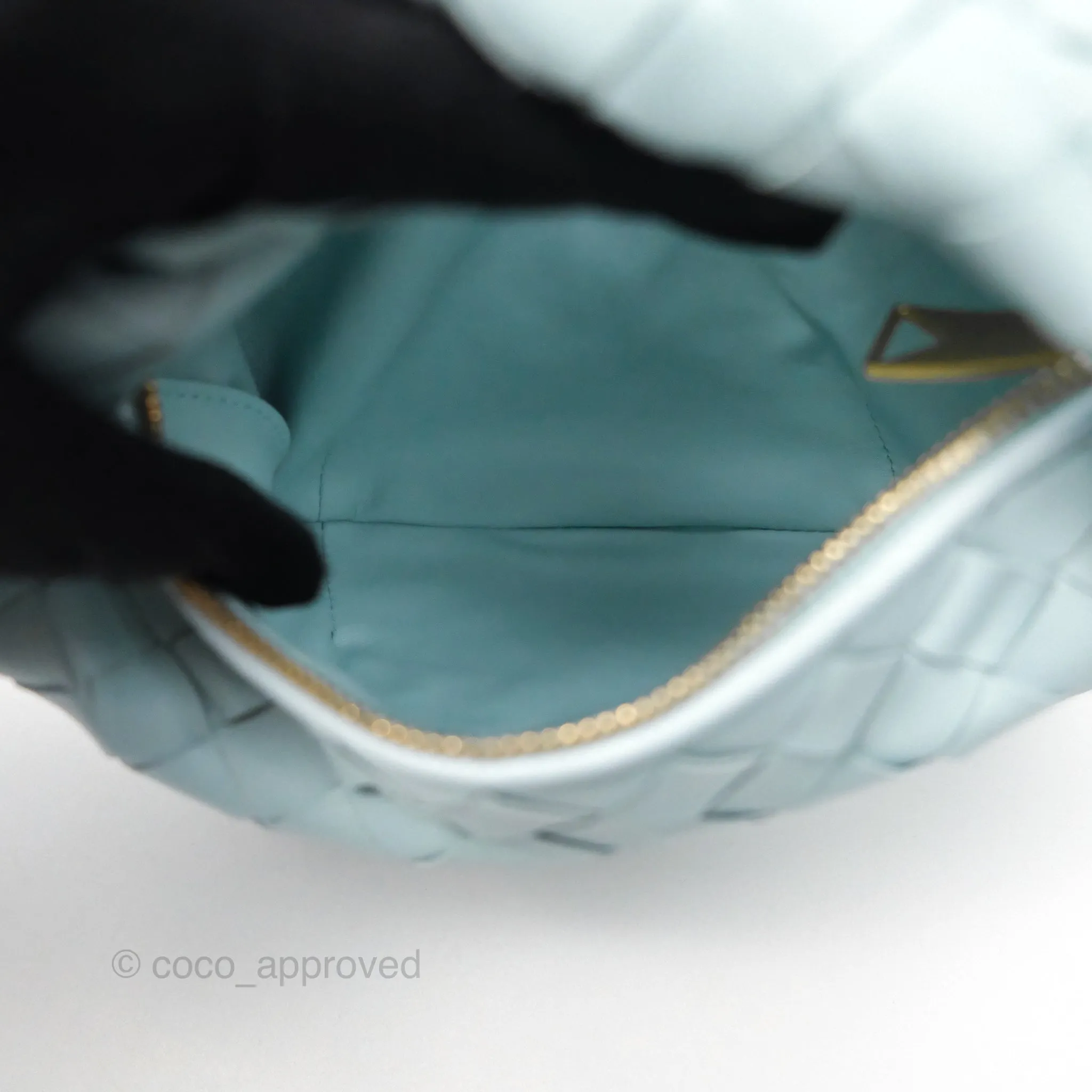 Bottega Veneta Mini Jodie Bag Teal Washed Intrecciato Lambskin