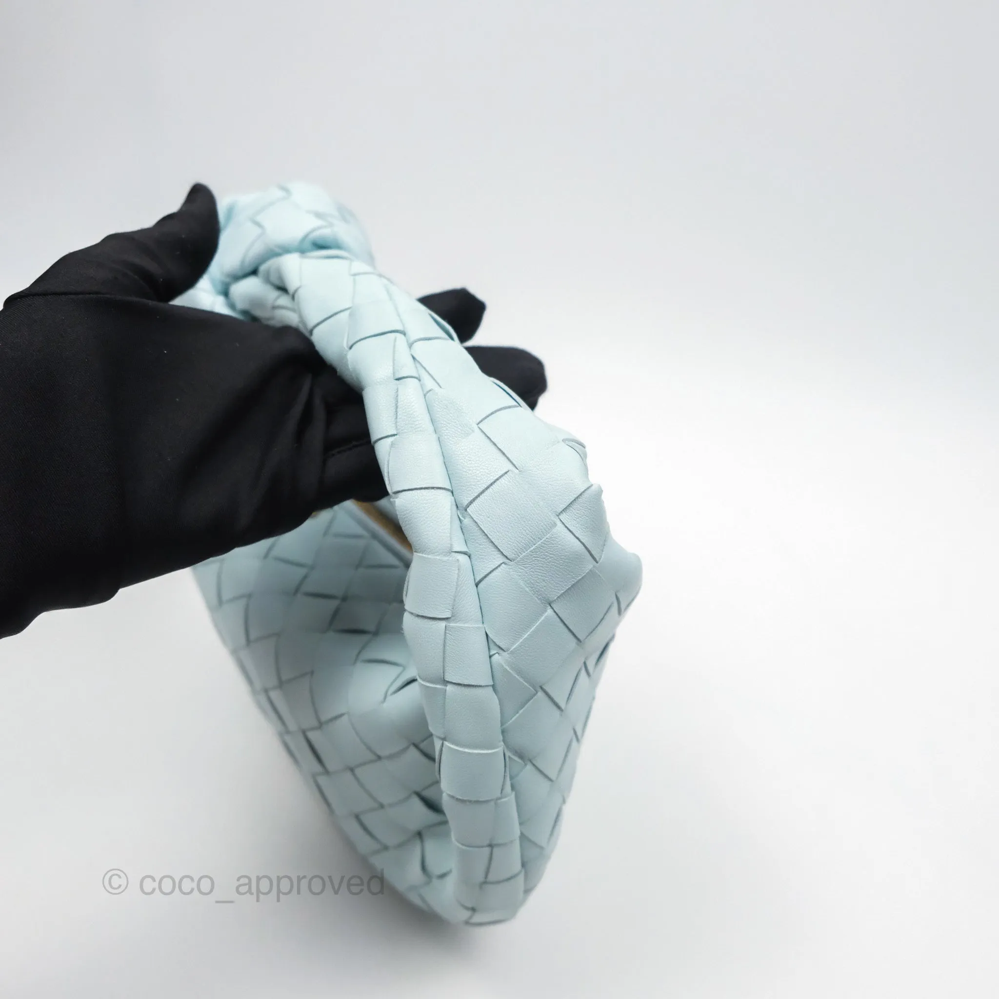 Bottega Veneta Mini Jodie Bag Teal Washed Intrecciato Lambskin