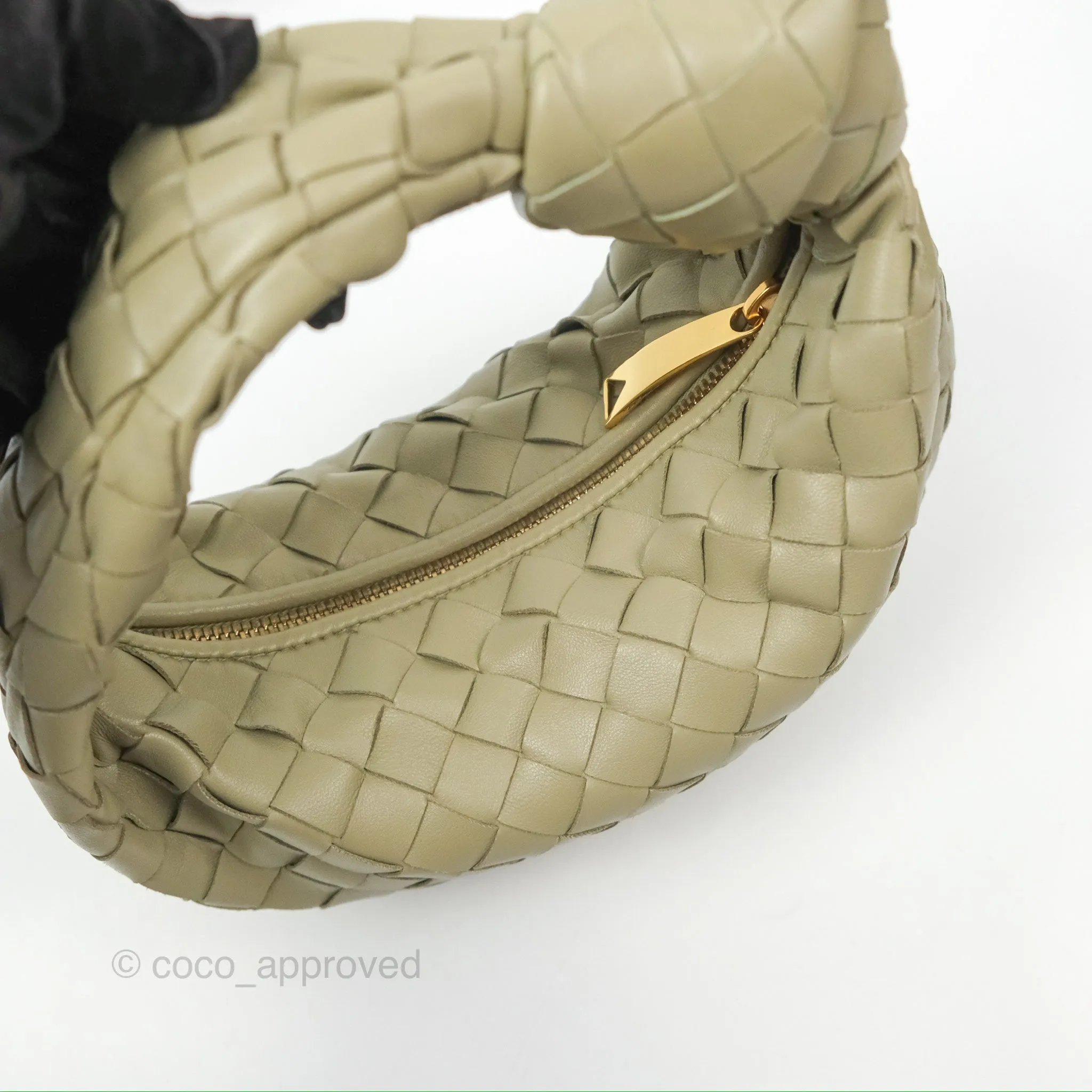 Bottega Veneta Mini Jodie Bag Travertine Intrecciato Lambskin