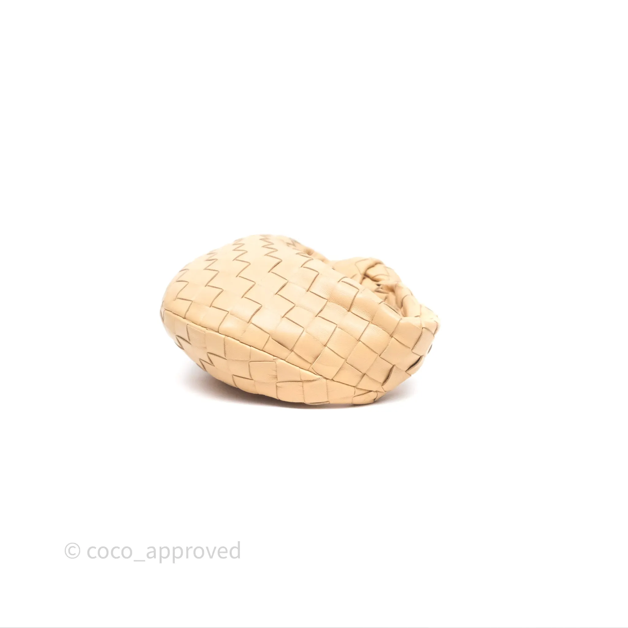 Bottega Veneta Mini Jodie Clutch Bag Intrecciato Almond Lambskin Gold Hardware