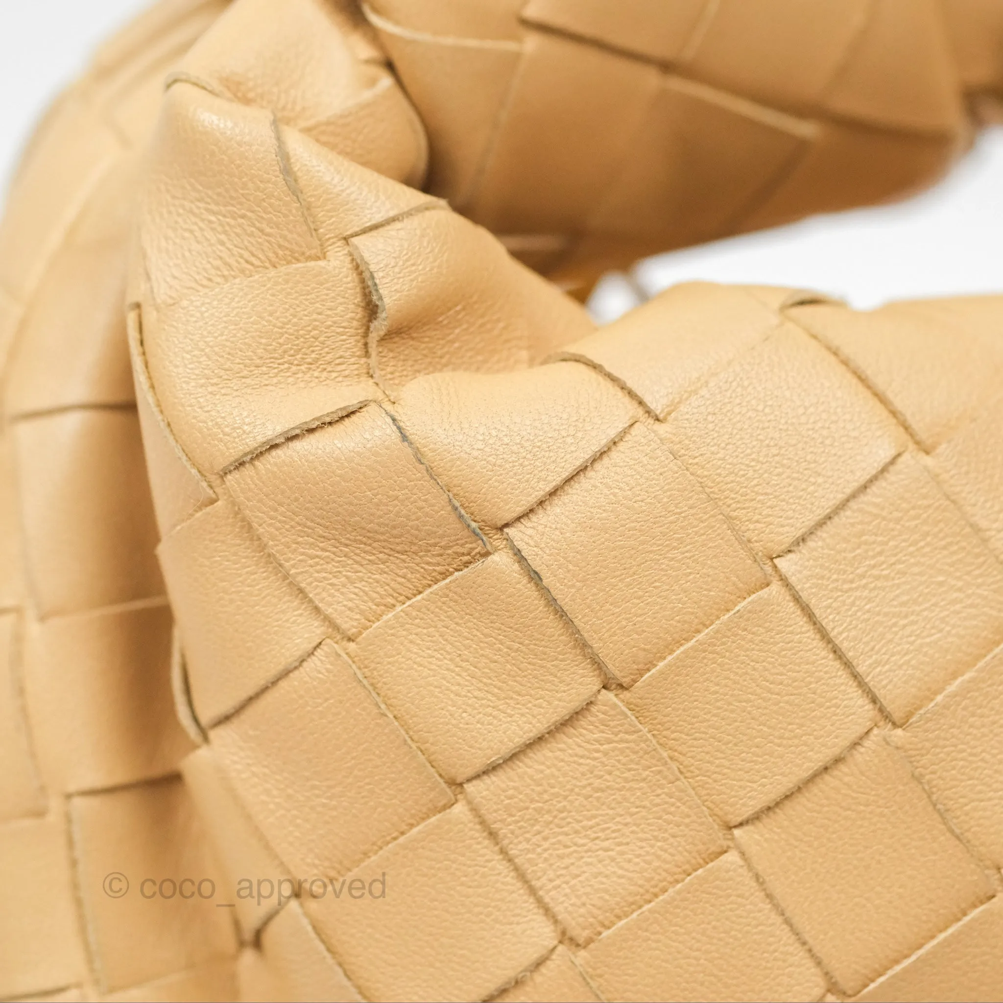 Bottega Veneta Mini Jodie Clutch Bag Intrecciato Almond Lambskin Gold Hardware