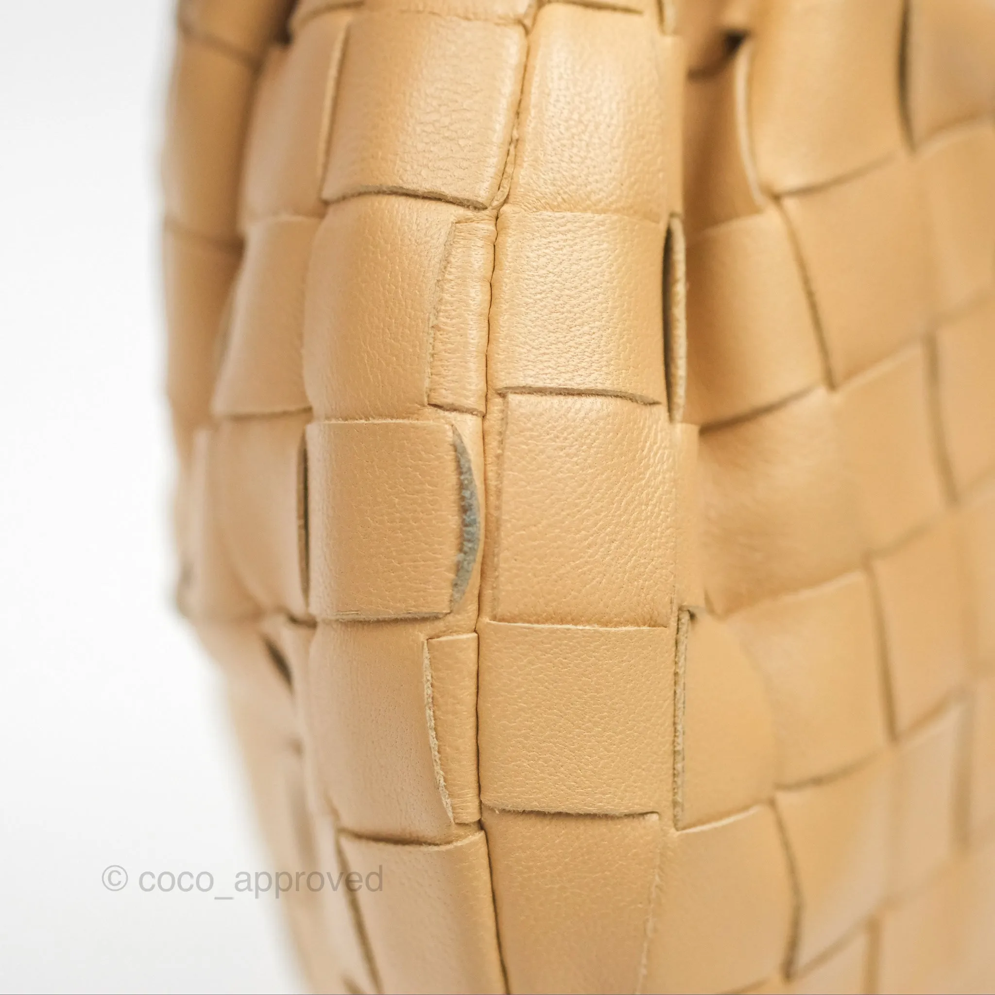 Bottega Veneta Mini Jodie Clutch Bag Intrecciato Almond Lambskin Gold Hardware