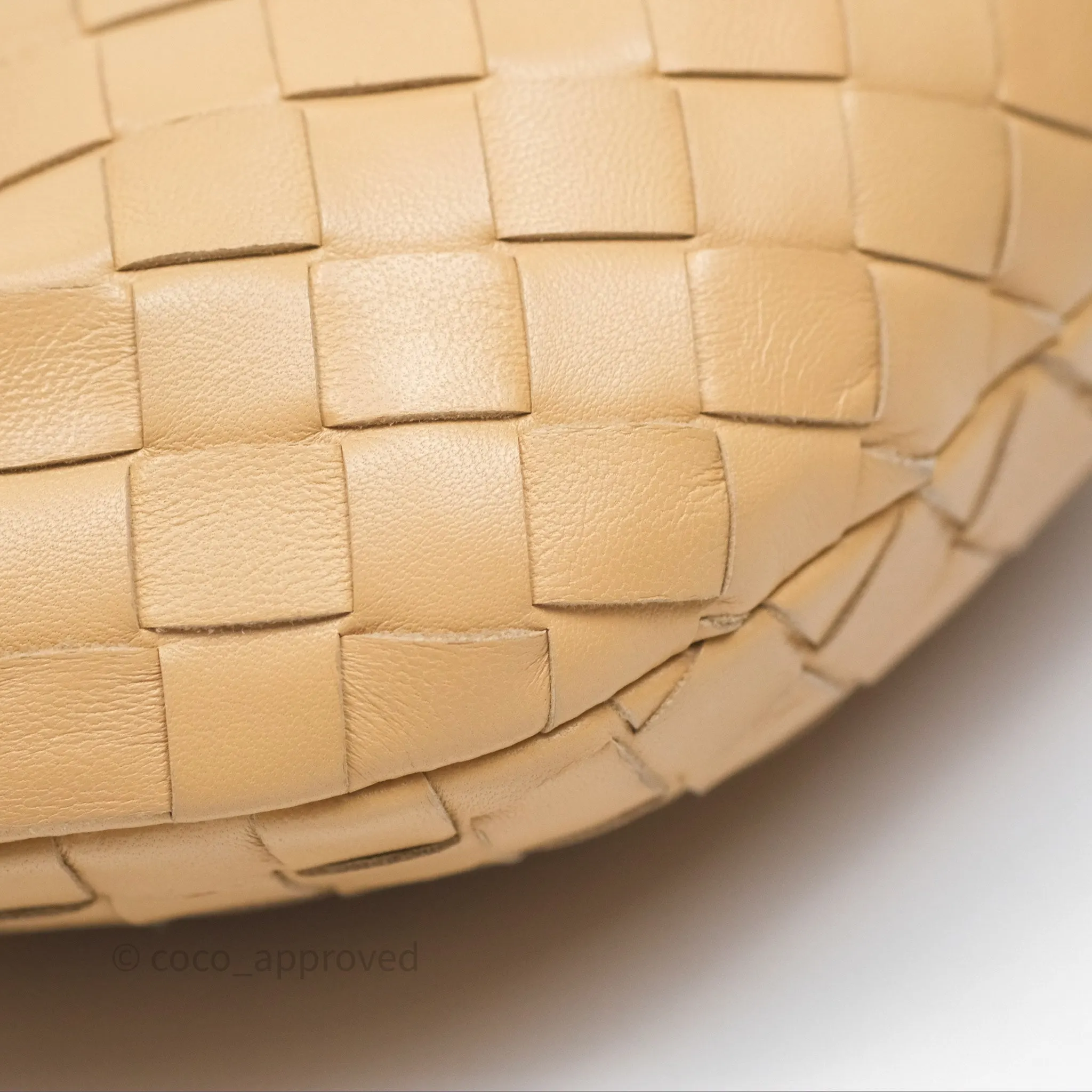Bottega Veneta Mini Jodie Clutch Bag Intrecciato Almond Lambskin Gold Hardware